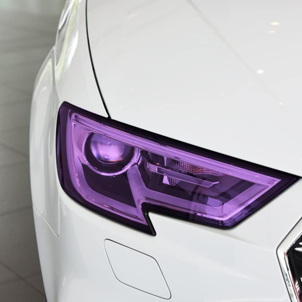 LZLRUN Extra-Wide Headlight Taillight Vinyl Tint Wrap 16 Inch X 60 Inch Roll Self Adhesive Fog Light Film Sheet Sticker Cover (Purple) - Blue image number 2