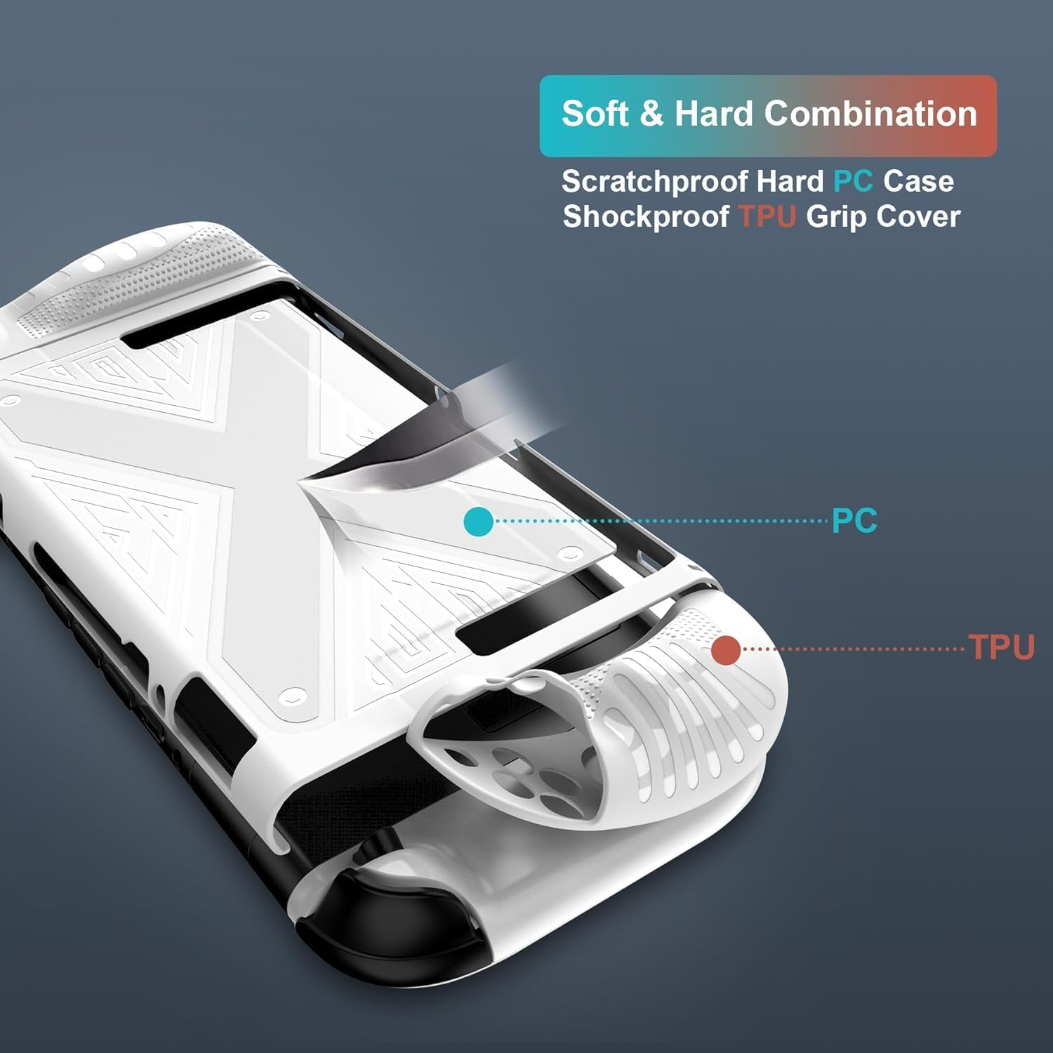 ZONEY Protective Case for 2025 Nintendo Switch 2, PC + TPU Grip Cover Case Shockproof Non-Slip Protective Controller Skin for Nintendo Switch 2025 Case Protector, White