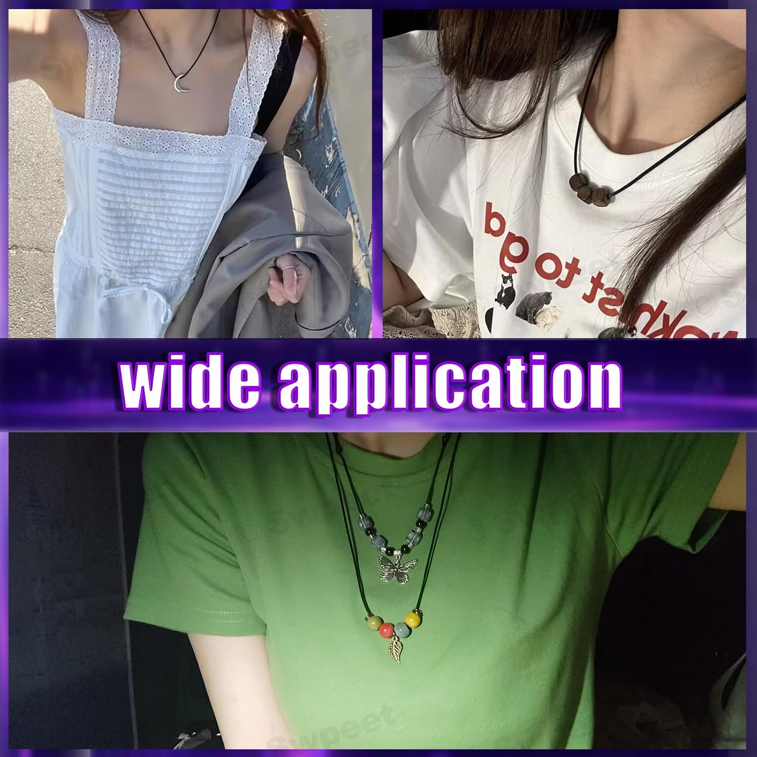 Swpeet 100Pcs 19" 1.5Mm Multicolor Waxed Necklace Cord Bulk with Clasp Necklace Rope String for Necklace Bracelet Jewelry Making Accessories, DIY Bracelet Pendant image number 4