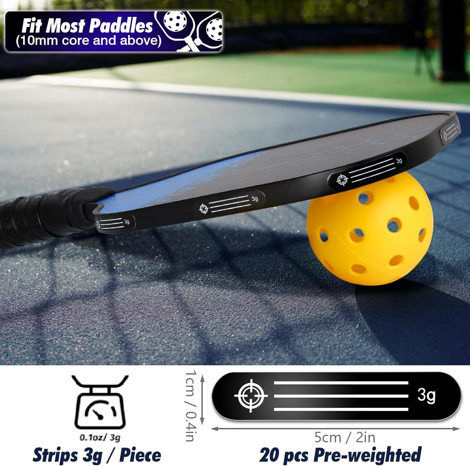 Retrora 20Pcs Pickleball Lead Tape - 3M Adhesive Lead Tape for Pickleball Paddles with Storage Box, Weighted 3G Lead Tape for Golf Clubs Tennis Racket Increase Control & Power image number 5