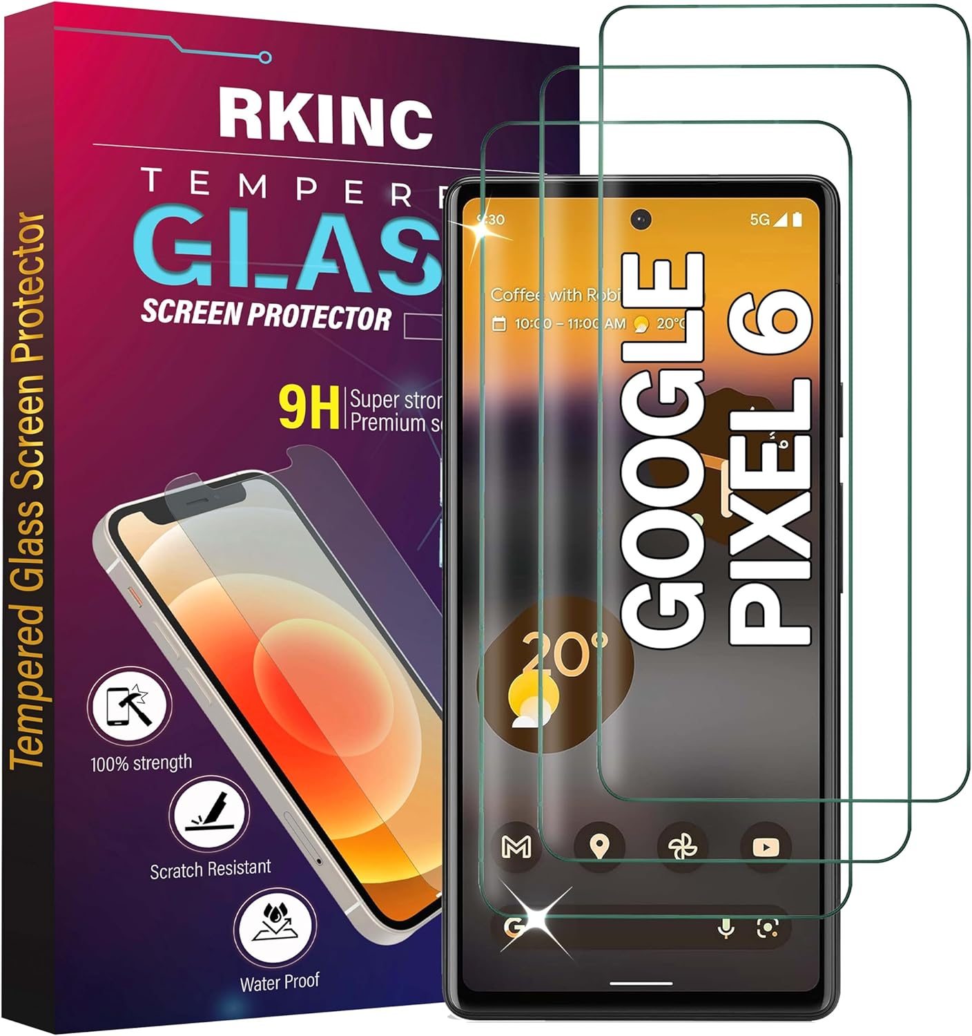 RKINC Screen Protector [3-Pack] for Google Pixel 10/10 Pro, 9/9 Pro, Privacy Tempered Glass Film Screen Protector, [Anti Spy][Anti-Scratch][Bubble-Free]