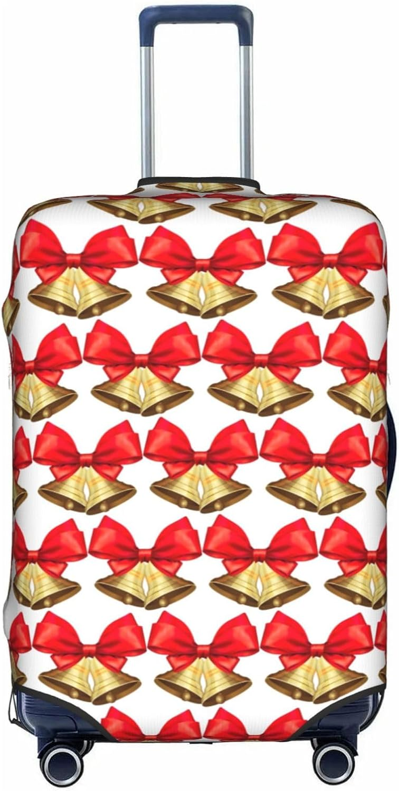 Pulaif Yellow Sunflowers Travel Box Protective Cover,Travel Luggage Cover,Suitcase Protector Fits 18-32 In,Suitcase Cover, Christmas Bells, Small