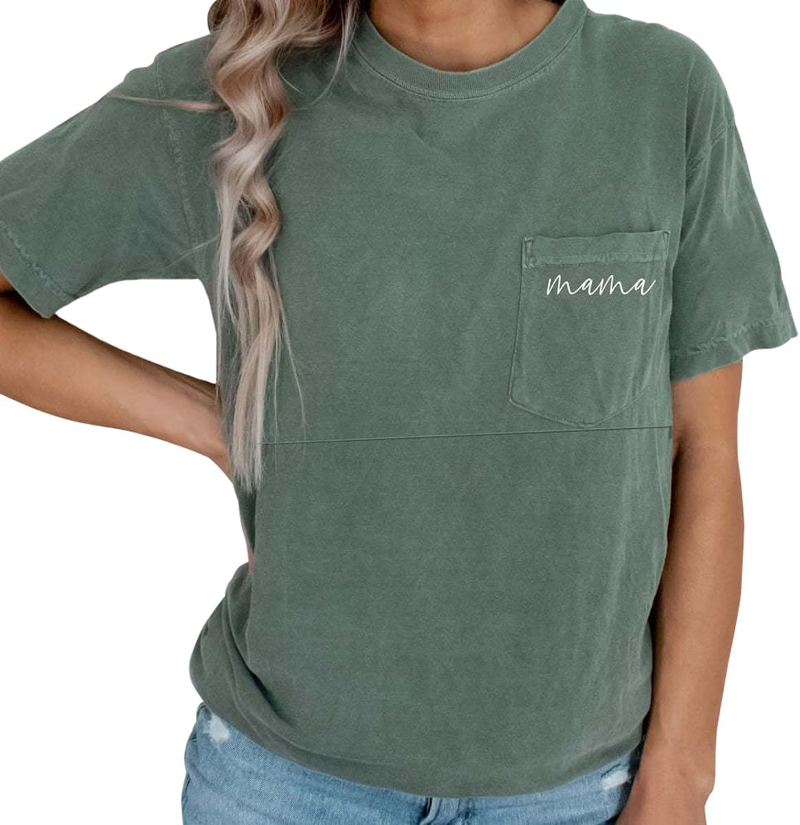 Breastfeeding Shirts for Women Mama Zipper Nursing Tops Distressed Maternity Tees Pregnancy Clothes with Pocket