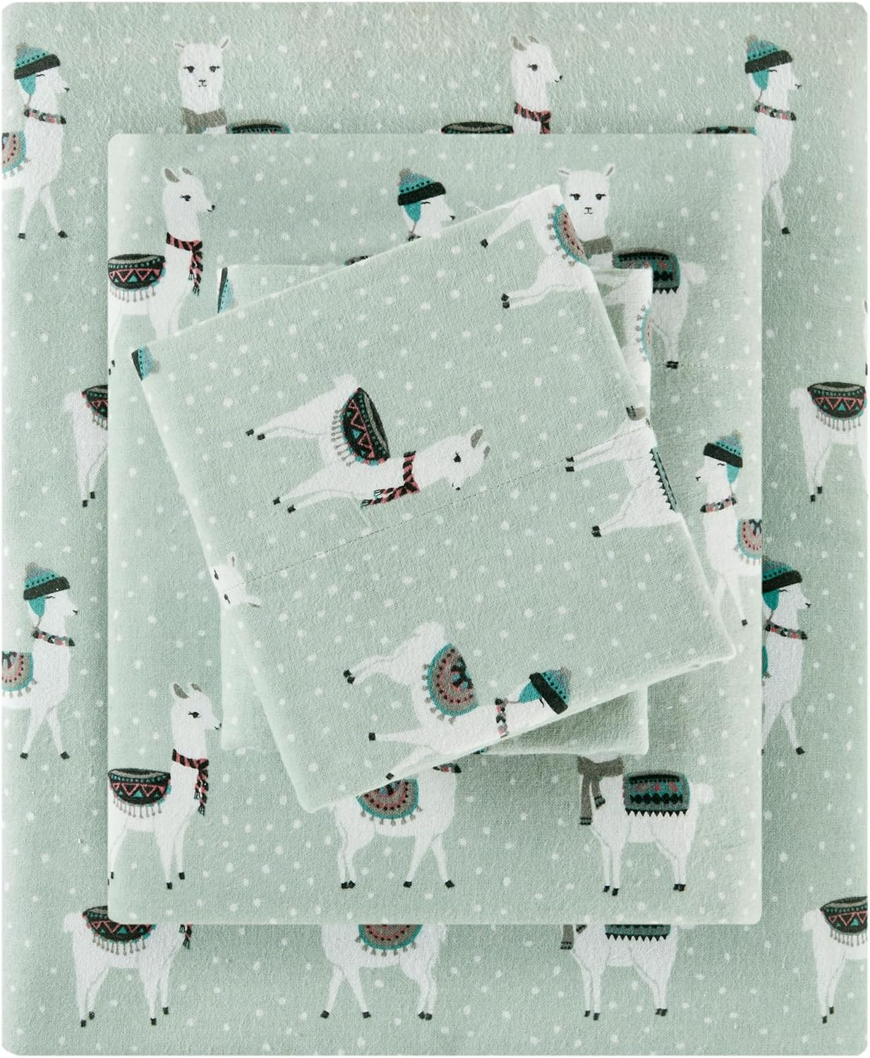 Sleep Philosophy True North by Cozy Flannel Warm 100% Cotton Sheet - Novelty Print Animals Stars Cute Ultra Soft Cold Weather Bedding Set, Full, Bear 4 Piece