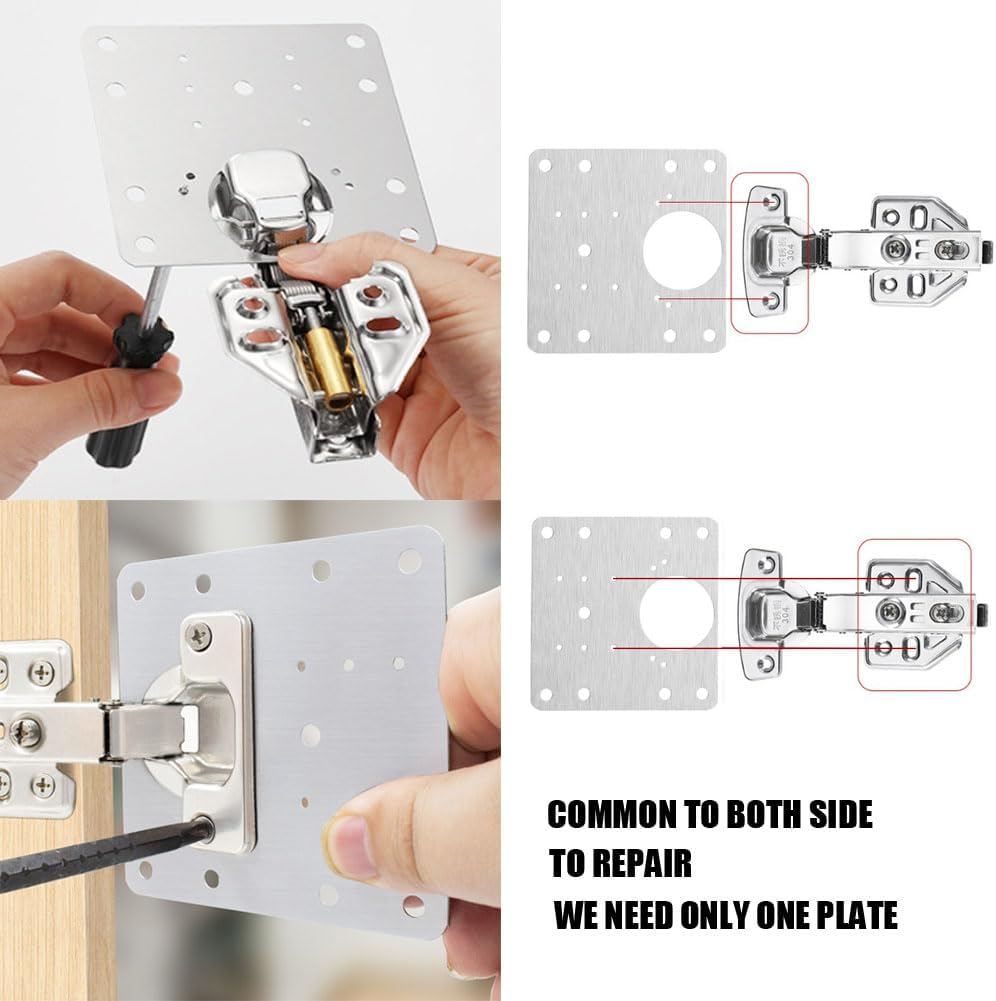 3PCS Stainless Steel Cabinet Door Hinge Repair Plate Furniture Cabinet Door Hinge Fixed Installation Hinge Hole Repair Artifact with Screws (Black) image number 3