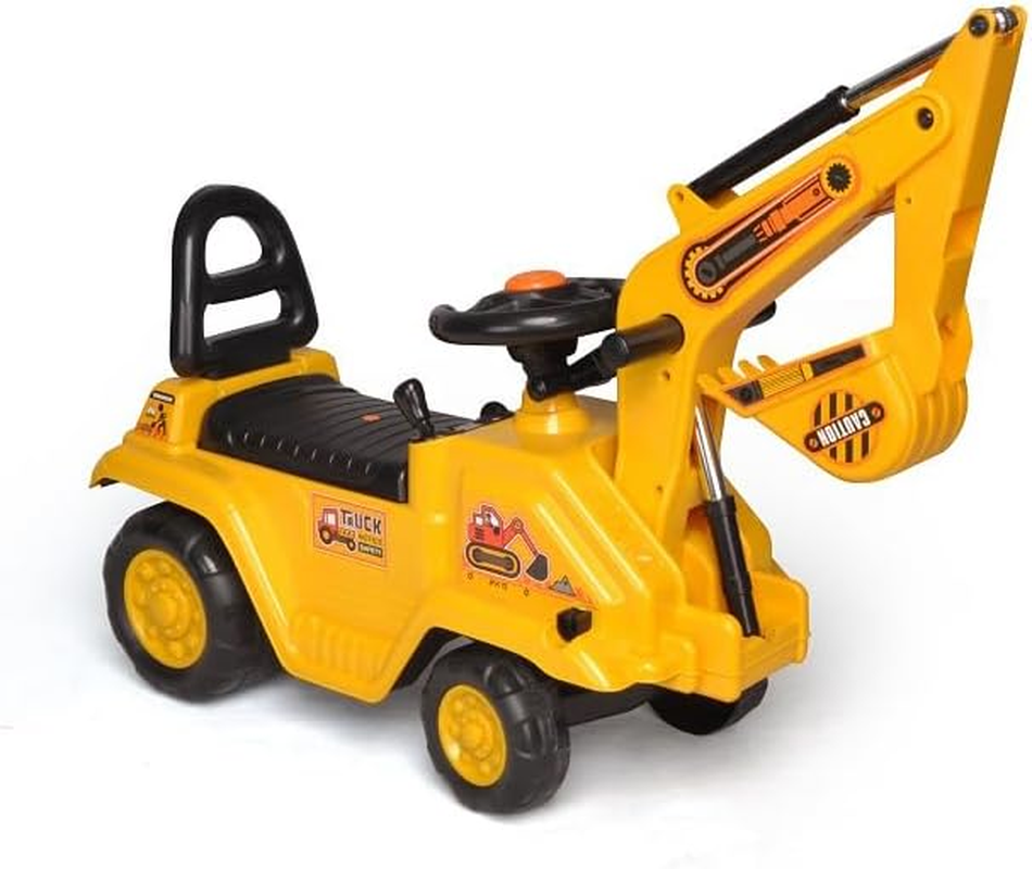 Lenoxx Children&rsquo;S Excavator Ride-On Toy: Promotes Hand-Eye Coordination, Features a Removable Storage Bin, Rattle Gearstick, Squeaky Horn, Dual Operation Levers for Scooping. Ages: 3+ image number 4