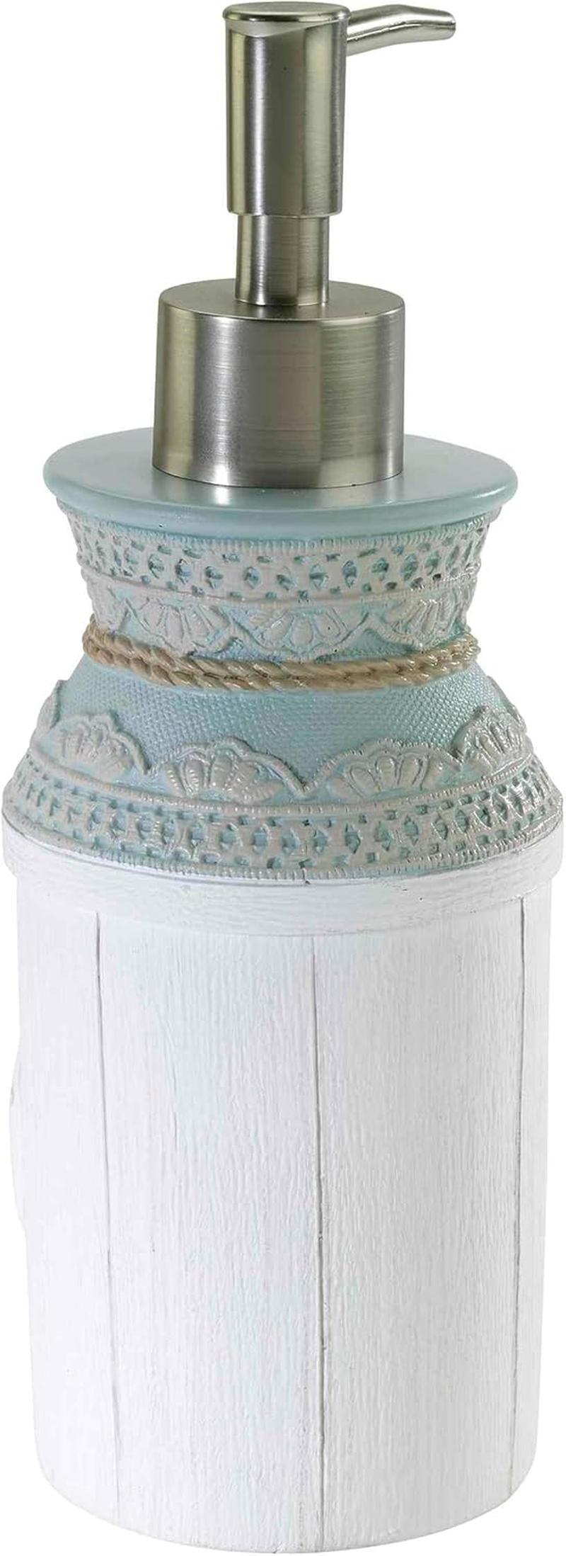 Avanti Linens - Soap Dispenser/Lotion Pump, Hand Painted Design, Farmhouse Chic Home Decor (Farmhouse Shell Collection) image number 6