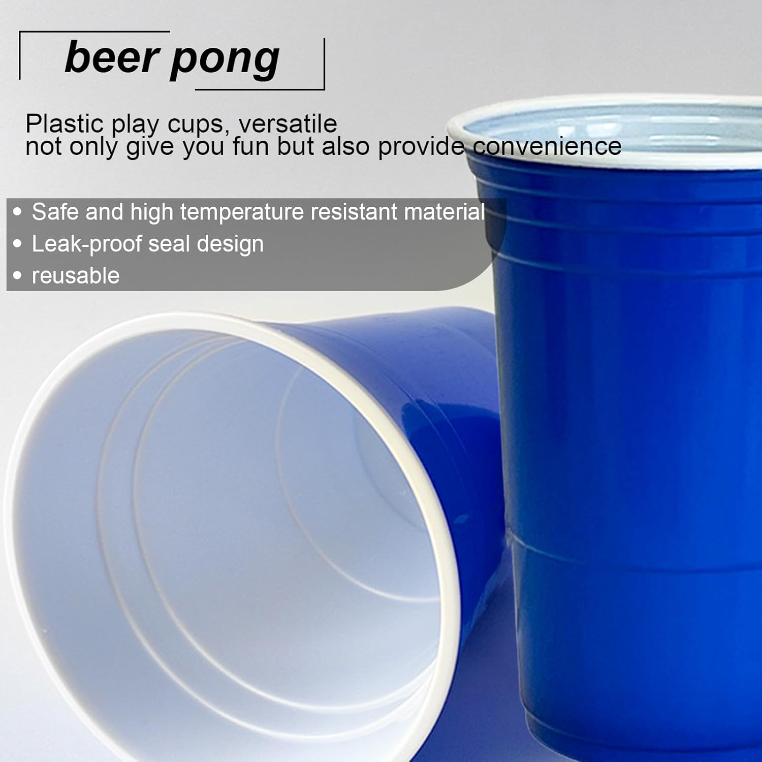 50 Pcs Party Cup Set,16Oz Blue Plastic Party Cups,Party Cold Drink Cups,Repeatable Cups for New Year, Christmas, Camping, Wedding(Blue)