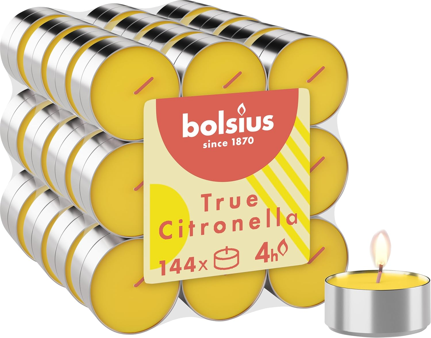 Bolsius True Citronella - Maxi Scented Tea Lights - Citronella - Pack of 8 - Outdoor Candles - Natural Plant Wax - with Natural Extracts - without Palm Oil image number 5