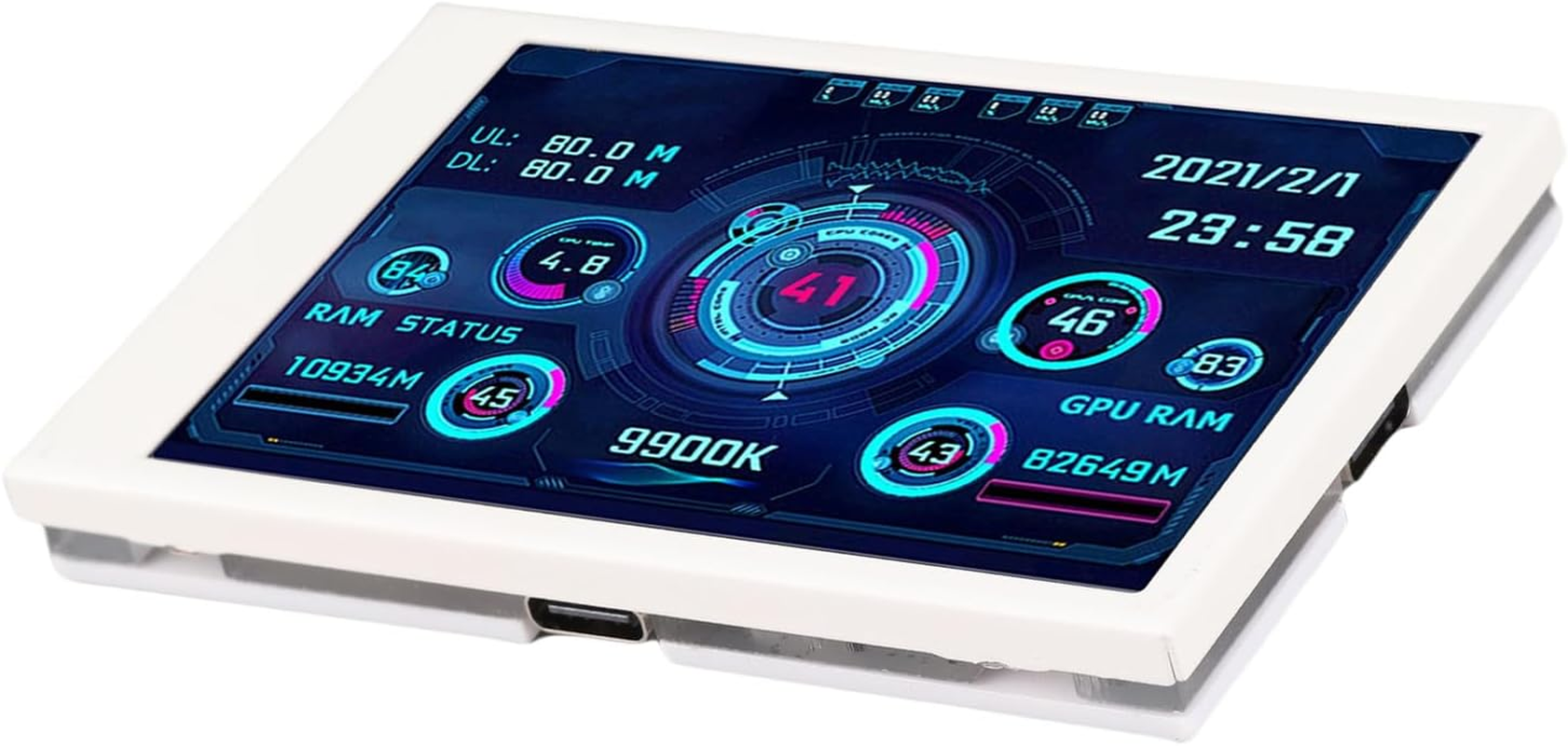 3.5 Inch IPS USB Mini Screen, AIDA64 CPU Data Monitor, Temperature Display Type C Sub Screen, Sensor Panel (Black)