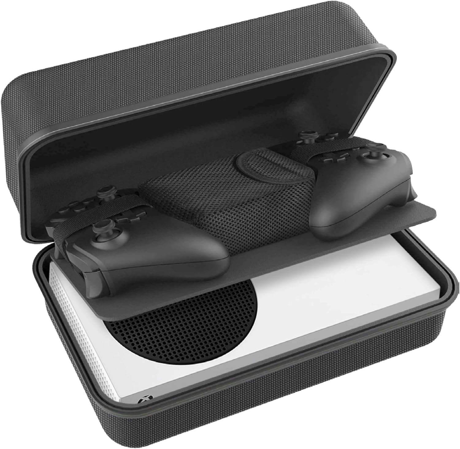 Game Traveler Xbox System S System Case - Licensed and Tested by Xbox, Hard Shell Ballistic Nylon Case, Securely Holds Your System S Console, 2 Controllers, with Mesh Pocket That Holds HDMI Cable, Power Cord and Seagate Storage Expansion Cards
