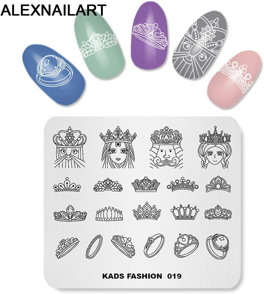 4 Pieces Nail Stamping Plate Imperial Crown Chinese Mahjong Plant Sewing Template Picture Stencils Manicure Print Nail Art DIY Tool image number 1