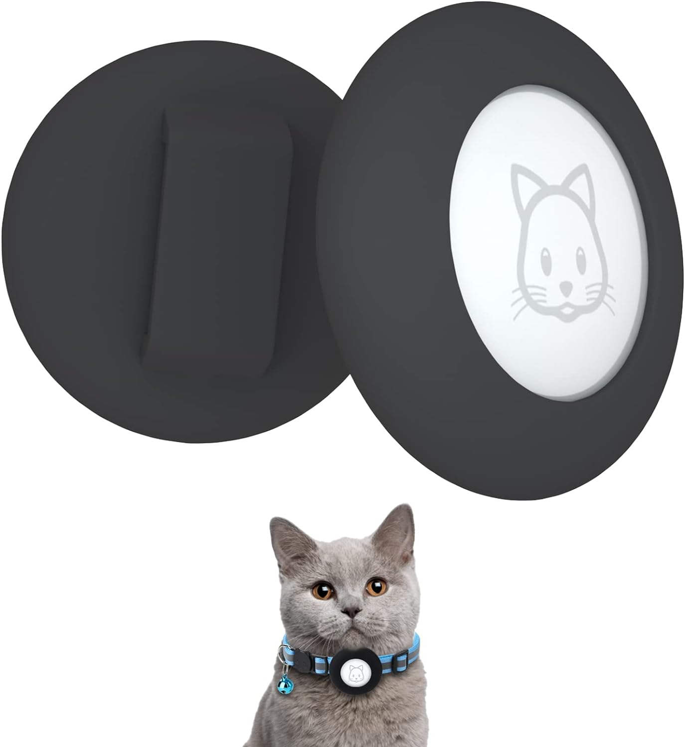 2022 Airtag Cat Collar Holder, Small Air Tag Cat Collar Holder Compatible with Apple Airtag GPS Tracker, 2Pack Waterproof Case Cover for Cat Dog Pet Collar within 3/8 Inch (Black&Pink)