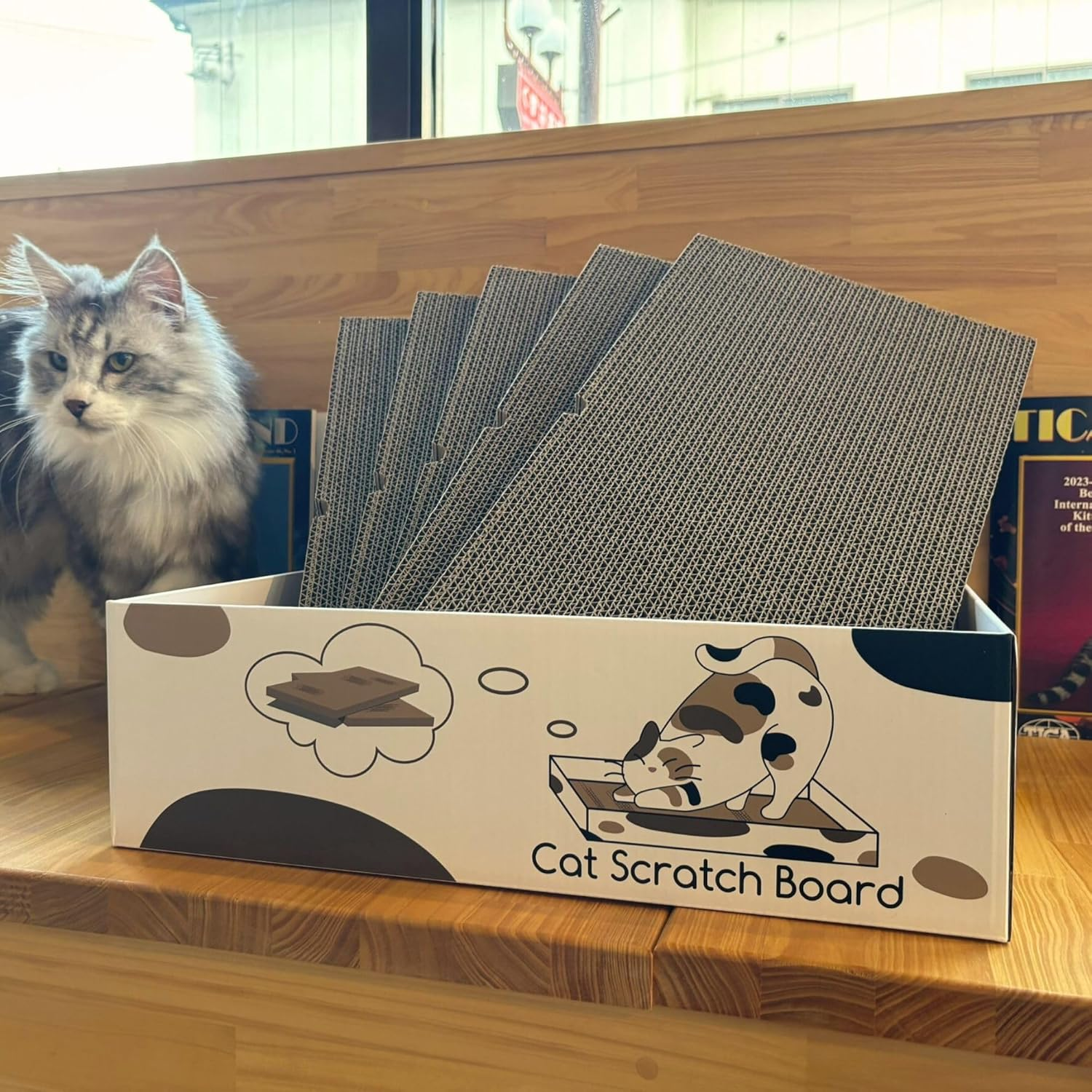 MSBC Cat Claw Sharpener, Box-Shaped, Paper Dust Reducer, 5 Refills, Total of 10 Sides, Economical, Size 16.9 X 9.8 X 5.0 Inches (43 X 25 X 12.7 Cm) image number 5