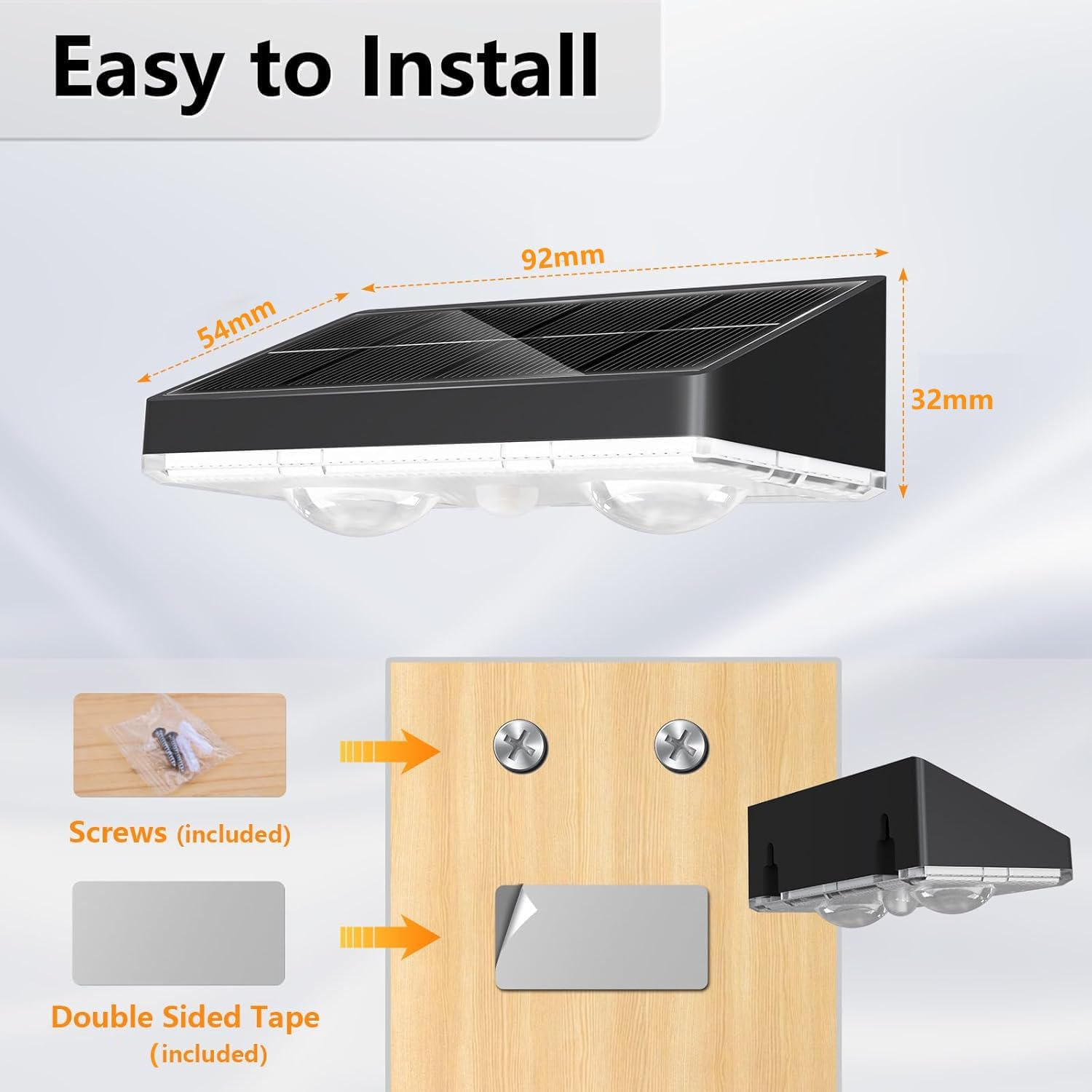 Outdoor Solar Wall Lights, 8 Pack Solar Fence Lights Warm White & 11 RGB Modes Waterproof Wireless Stick on Wall Lamps for outside Garden Backyard Deck Stair Yard Railing Patio D&eacute;cor(Black)