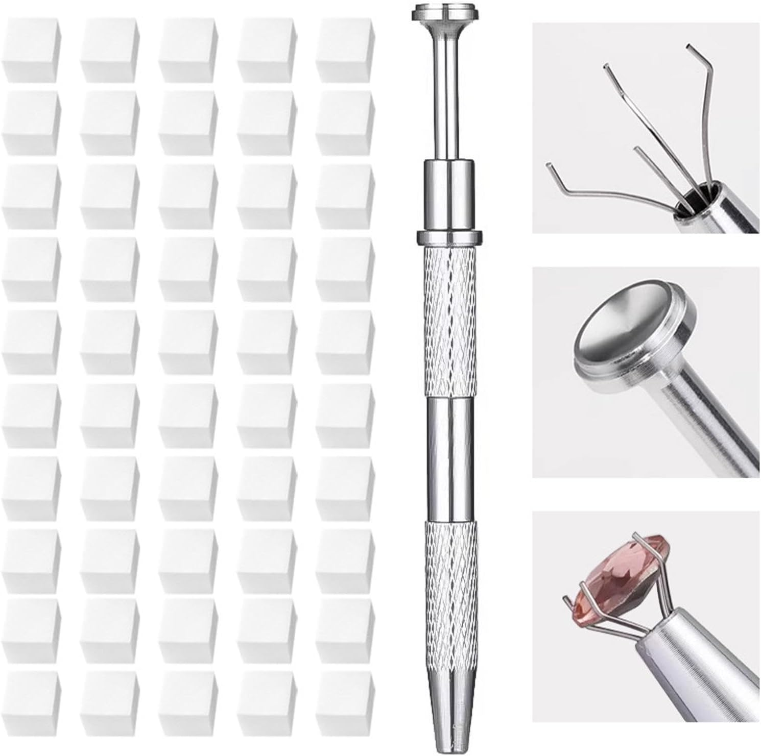 50PCS White Cube Shape Sponge Manicure Accessory with Sponge Grabber,Soft Sponges for Ombre, Ombre Nail Brush for Nail Art Gradient Design image number 6