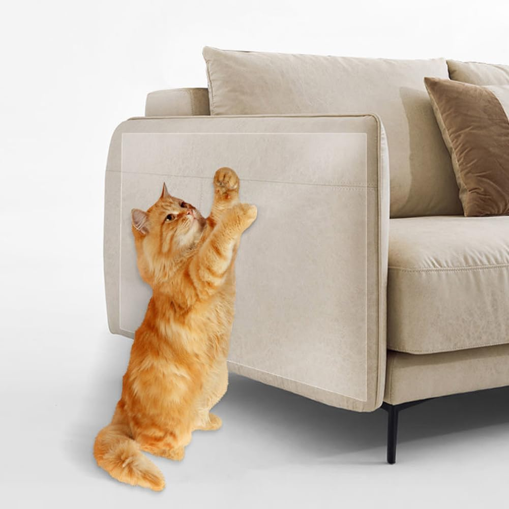 Pack of 6 Cat Sofa Scratch Protectors, 45 X 30 Cm, Protection for Sofa, Cat, Cat Scratch, Clear Sticker with 30 Fixing Nails and Pets, 2 Wall Scrapers, for Furniture, Door, Wall, image number 5