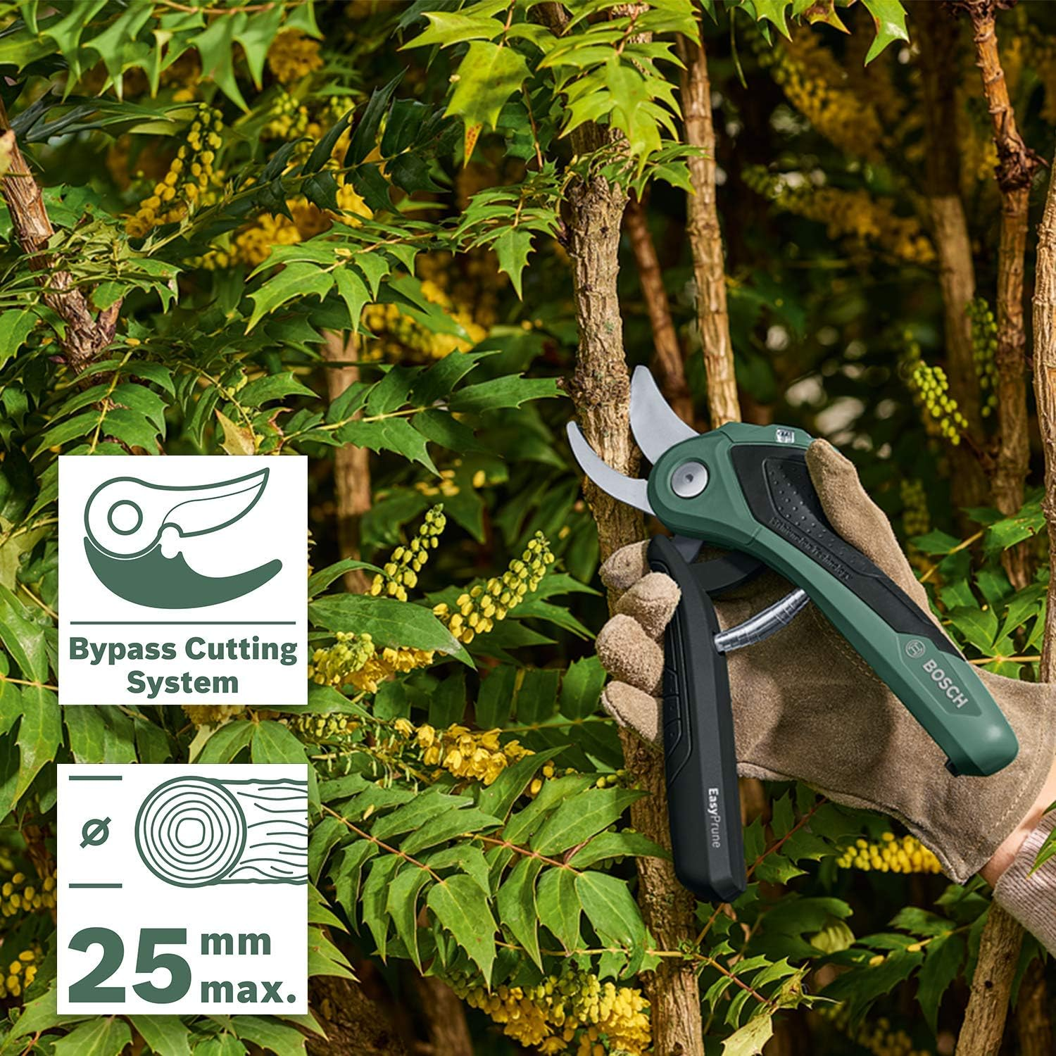 Bosch Home & Garden 3.6V Cordless Secateurs Pruner, Power Assist Technology, Integrated Battery, 450 Cuts per Charge, Rechargeable via Micro USB Cable (Easyprune) image number 4