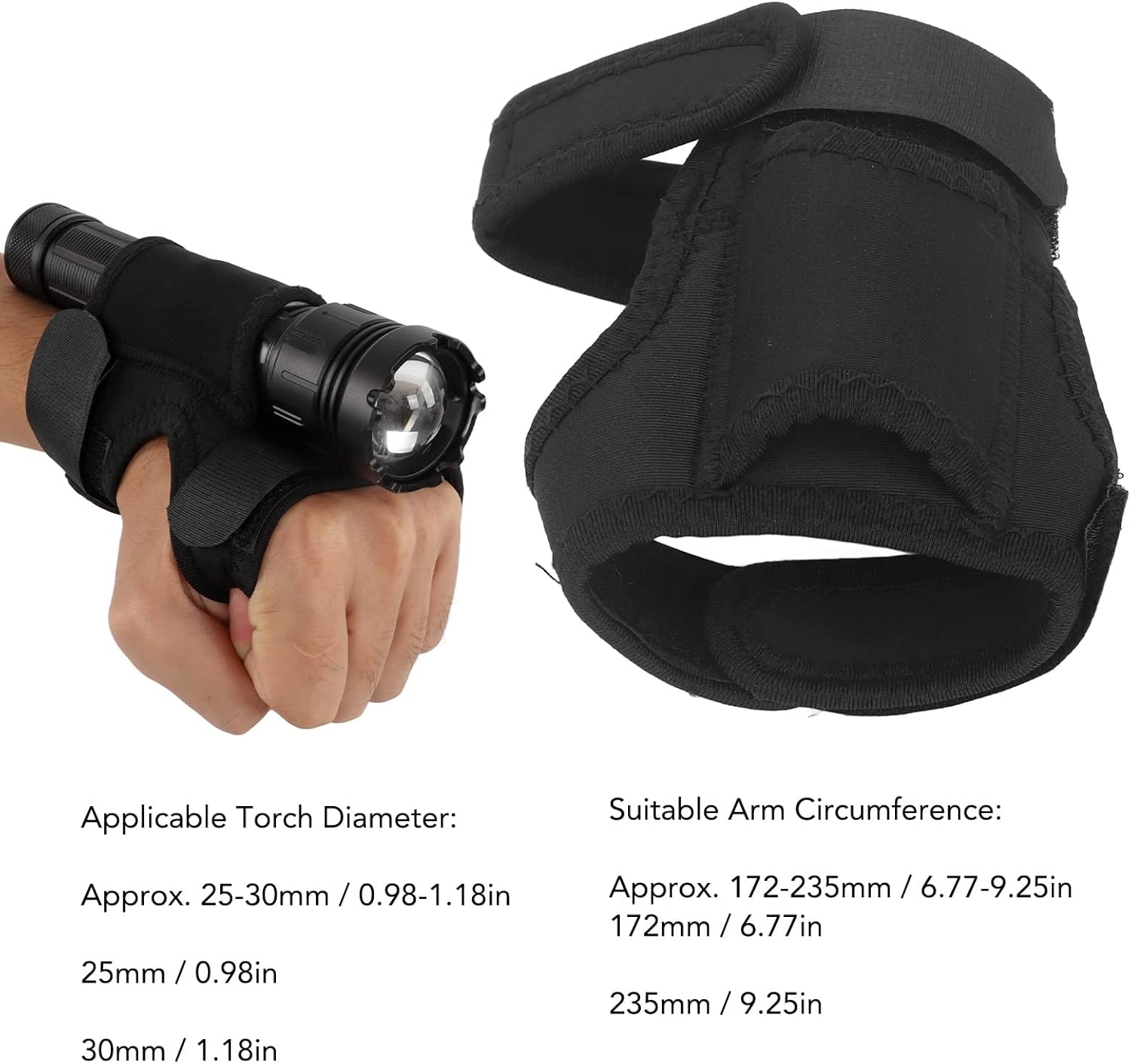 Gsycle Wrist Flashlight Holster, Thickened Nylon Diving Flashlight Holster Diving Torch Arm Holder Flashlight Glove Hands Flashlight Holder image number 5