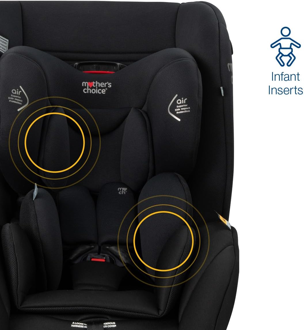 Mother'S Choice Ascend Convertible Car Seat-Black Space , Most Compact 0-8 Year Old Car Seat, Air Protect, 30 Months Extended Rearward Facing, Machine Washable , Magnetic Holders for Easy in & Out Access image number 2
