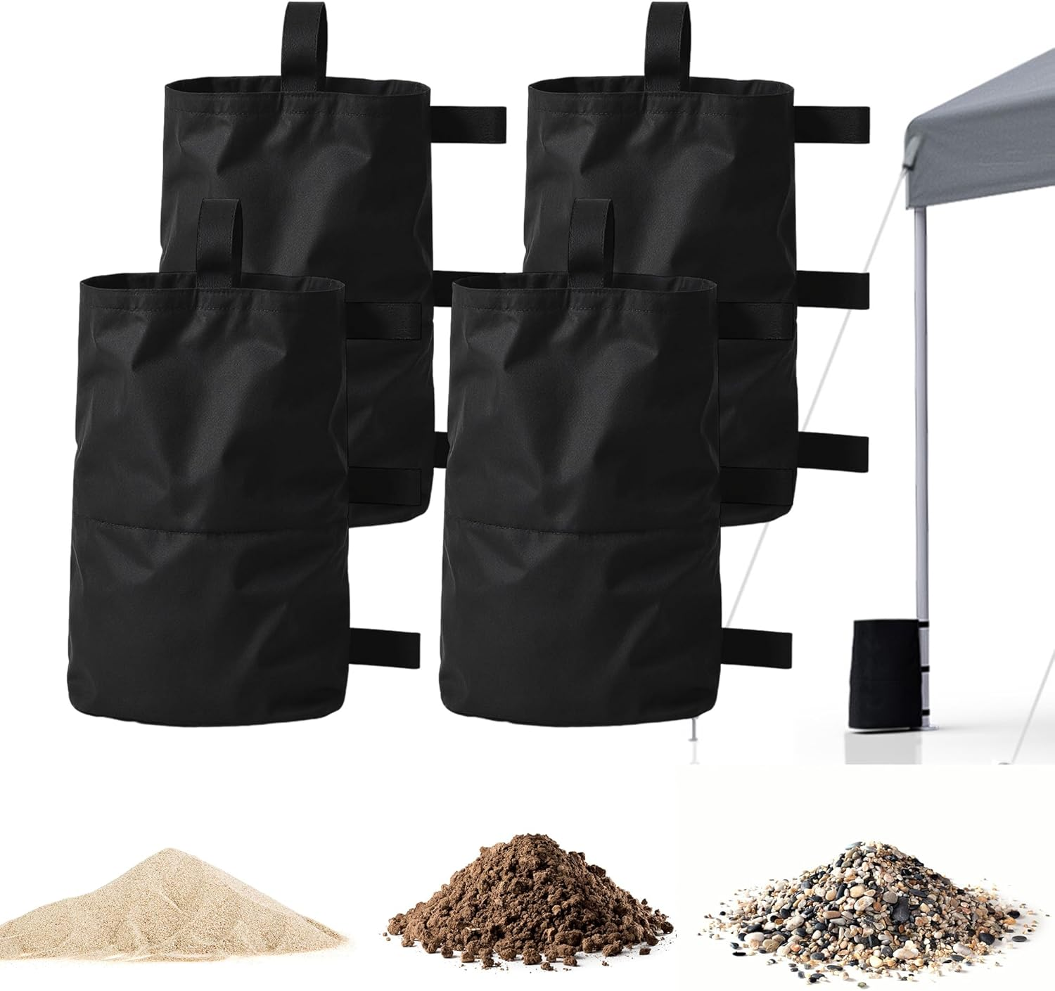 Advwin Canopy Weights Bags 4 Pack, Leg Weights Sand Bags without Sand, for Outdoor Pop up Canopy Tent Patio Umbrella Sun Shelter Gazebo Canopies, Black image number 2