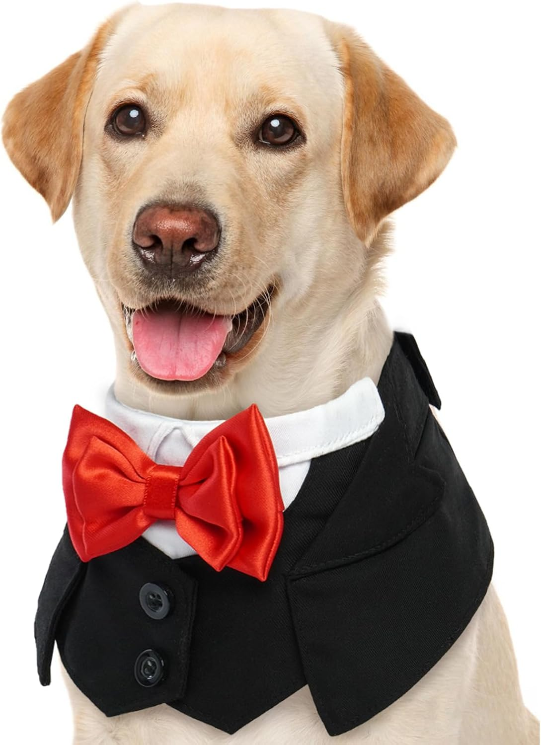 Dog Bandana, Dog Bandana Christmas Dog Bow Tie Bandana Dog Large Dog Suit Wedding Dog Tuxedo Bandana (Black, L) image number 5