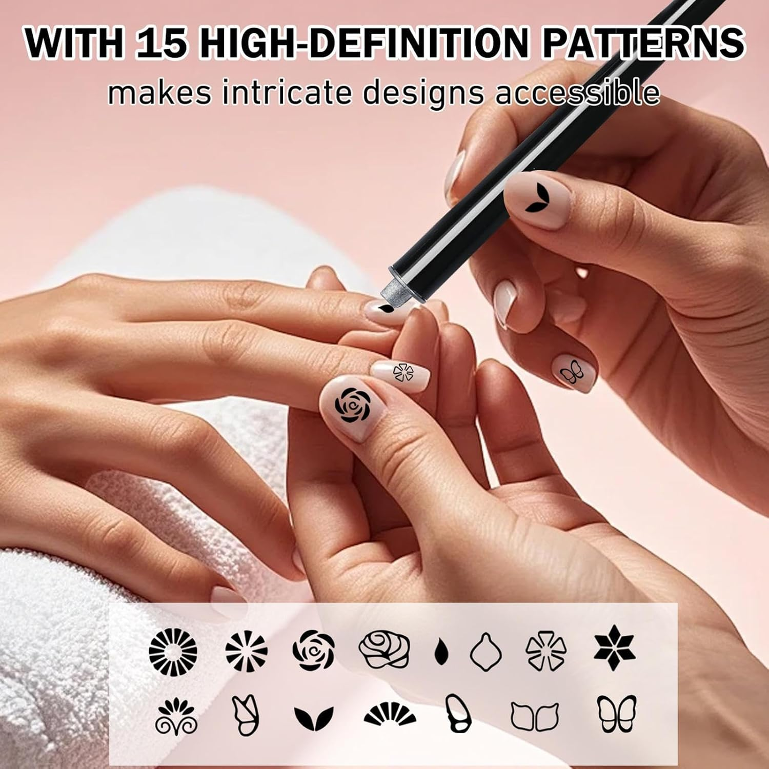 Moreeulsi Nail Polish Stamp, Nail Stamp Pen | Design Tools with Different Patterns Doodles Kit for Beginners Girls Home Manicure Salon image number 5