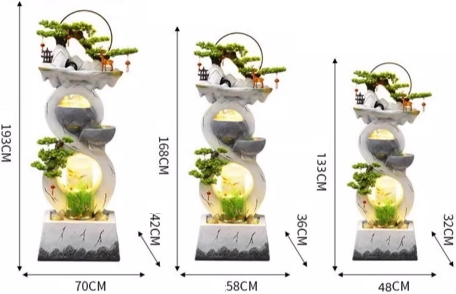 Outdoor Fountain Water Ornaments, Self-Circulating Modern New Chinese Home Office Fish Tank, Outdoor Floor Landscape(White,M) image number 6
