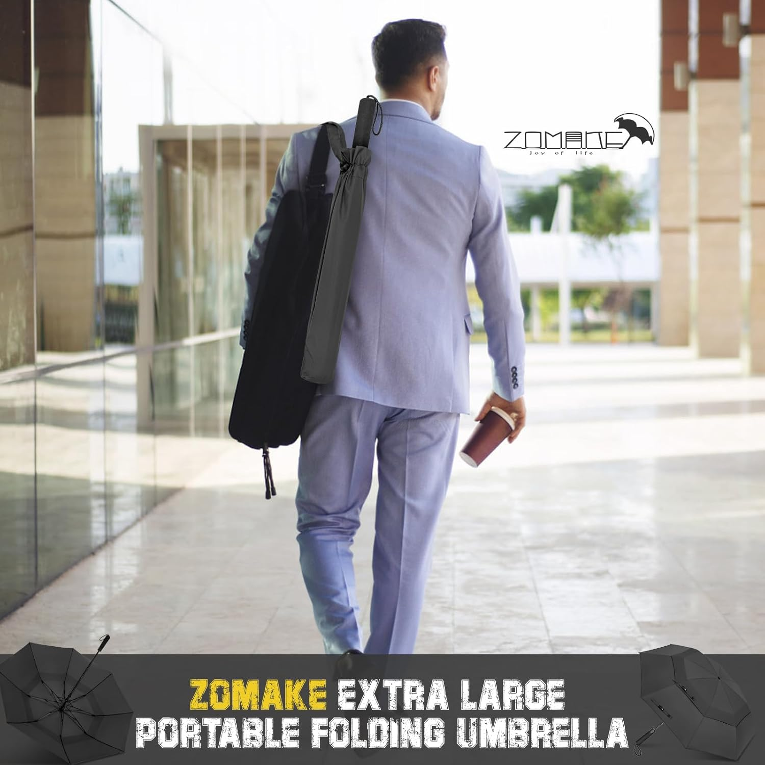 ZOMAKE Golf Umbrella 60 Inch - Portable Windproof Golf Umbrella, Automatic Open Double Canopy Golf Umbrellas for Gentlemen Women image number 3