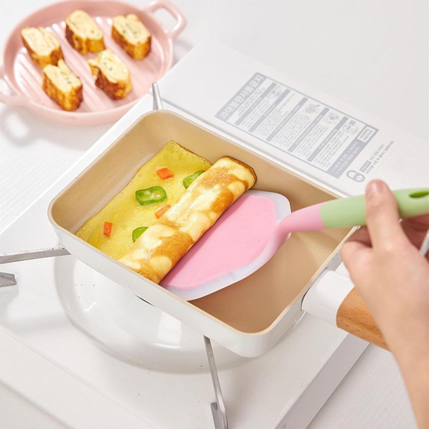 Omabeta 1PCS Japanese Tamagoyaki Pan,18X13Cm/7.1X5.1In Rectangular Ceramic Non Stick Breakfast Frying Pan for Family Cooking and Outdoor Use image number 3