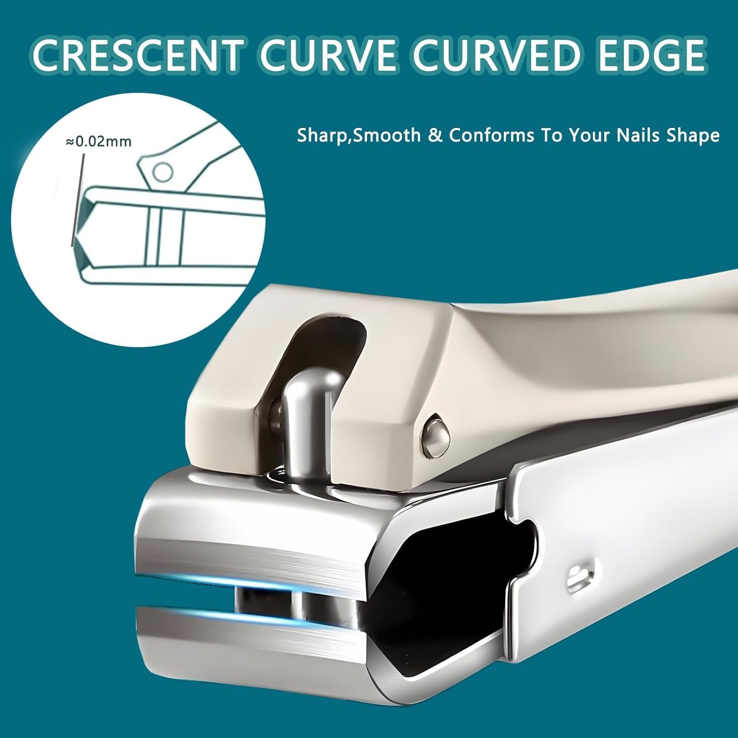 Checkzed Nail Clippers Set, Stainless Steel Anti-Splash Fingernail Cutter, Manicure Tools with Curved Nail Clippers and Nail File for Men and Women, Precision Pedicure Scissor (3-Piece Set) image number 2