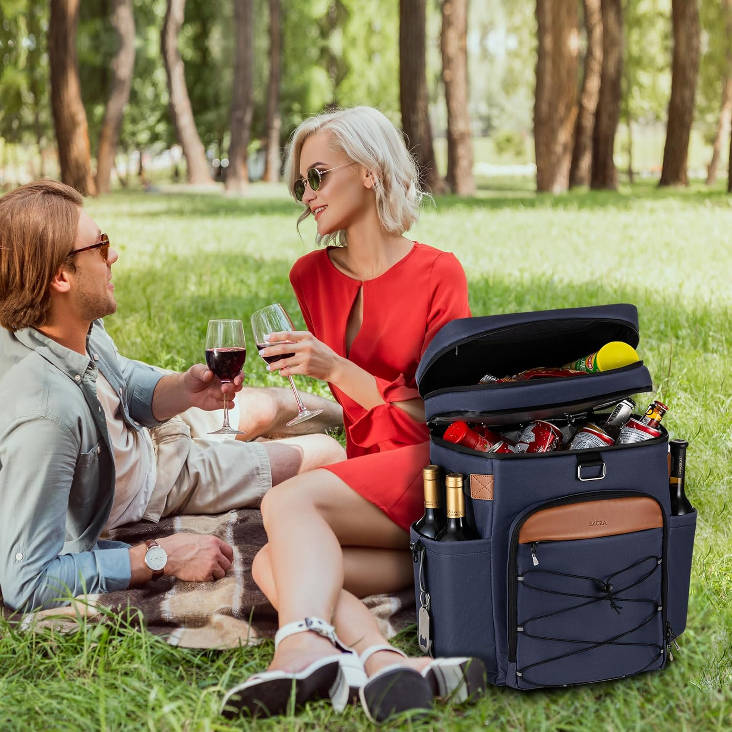 Cooler Backpack with Insulated Waterproof Cover(Extra), 42 Cans Backpack Coolers Insulated Leak Proof, Large Soft Cooler Bag, Portable Ice Chest Backpack for Camping Picnic Beach image number 4