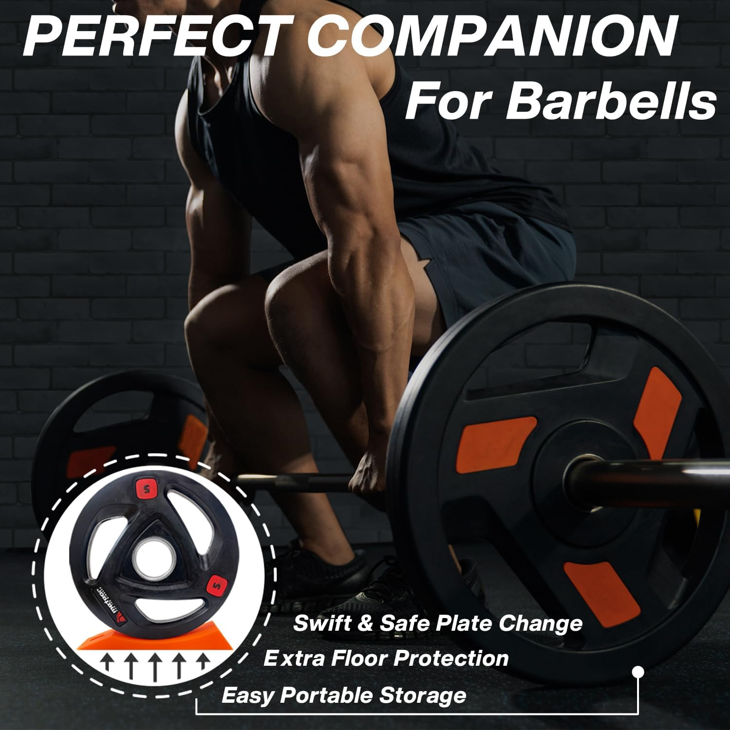 Meteor Deadlift Silicone Wedge (1 Pair) - Non-Slip Deadlift Pad, Barbell Pad, a Barbell Jack Alternative for Safe Loading/Unloading - Essential for Weightlifting, Crossfit & Home Gym image number 3