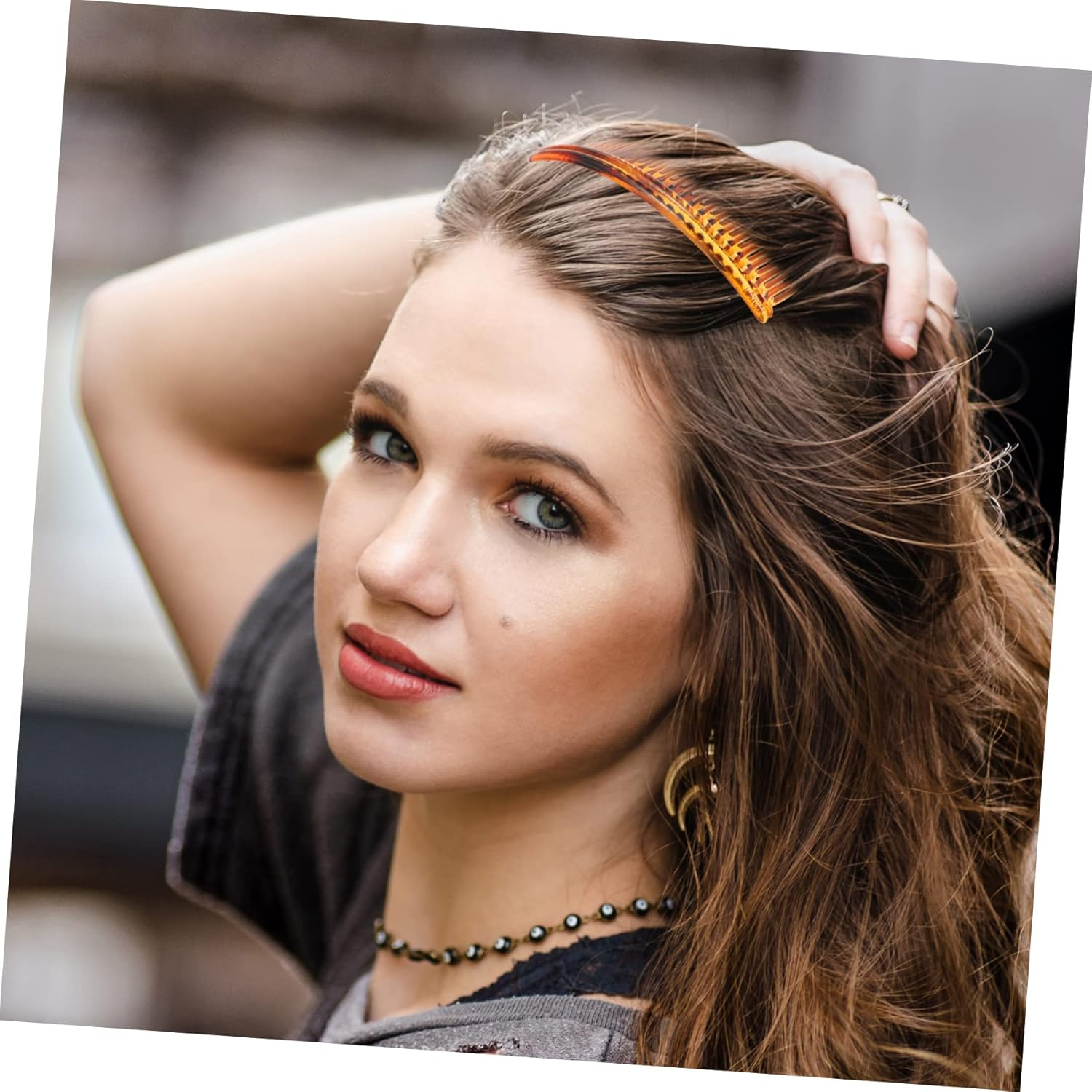 IWOWHERO 6Pcs Hair Comb Slides and Side Combs 13Cm Large Plastic Hair Accessories 24 Teeth for Women and Girls and Headpiece