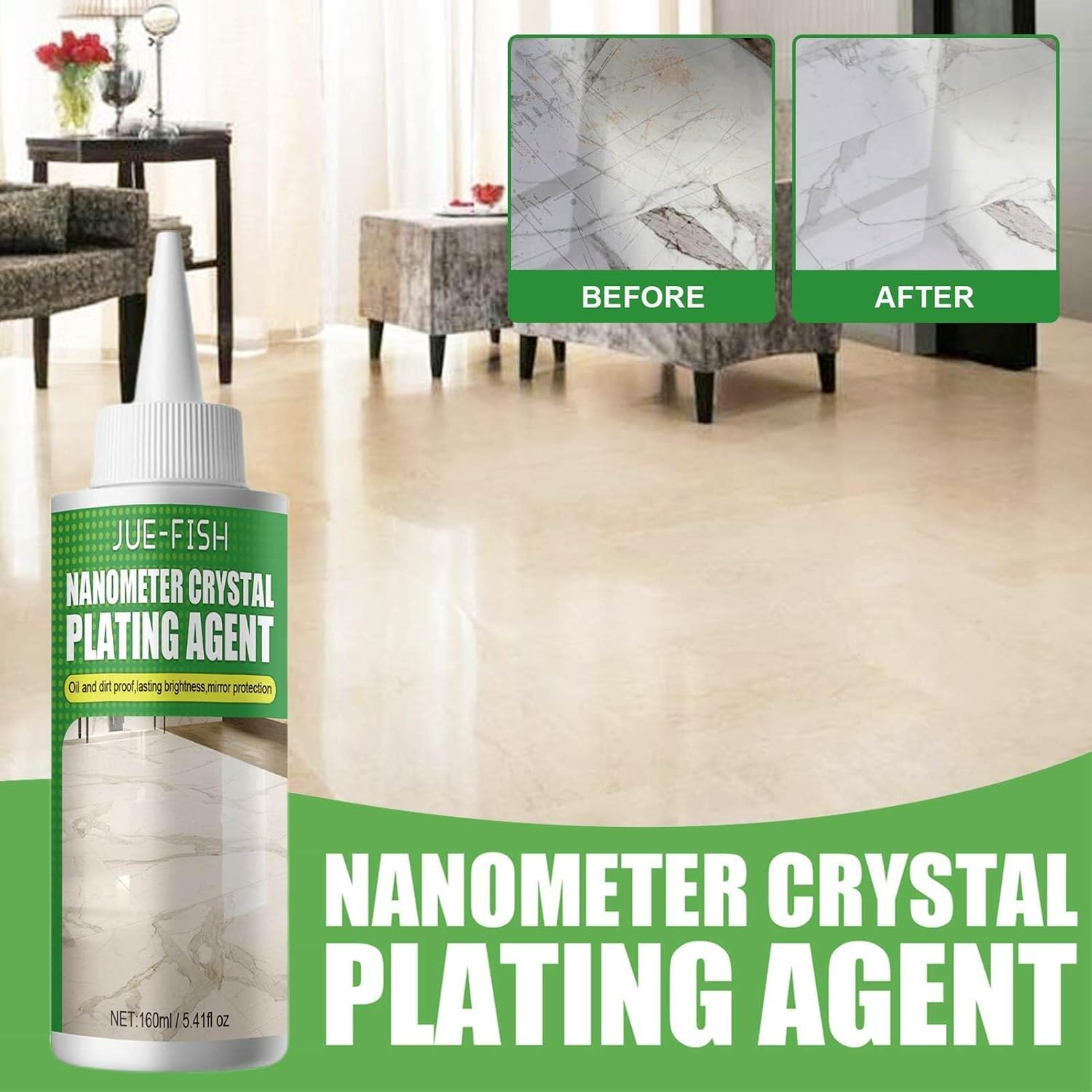 Stone Crystal Plating Agent | Marble Polishing Nano Crystal Liquid | Marble Nano Crystal-Plating Agent, Coating of Stone Nanocrystals | Tile Scratch Repair Brightening Restoration image number 6