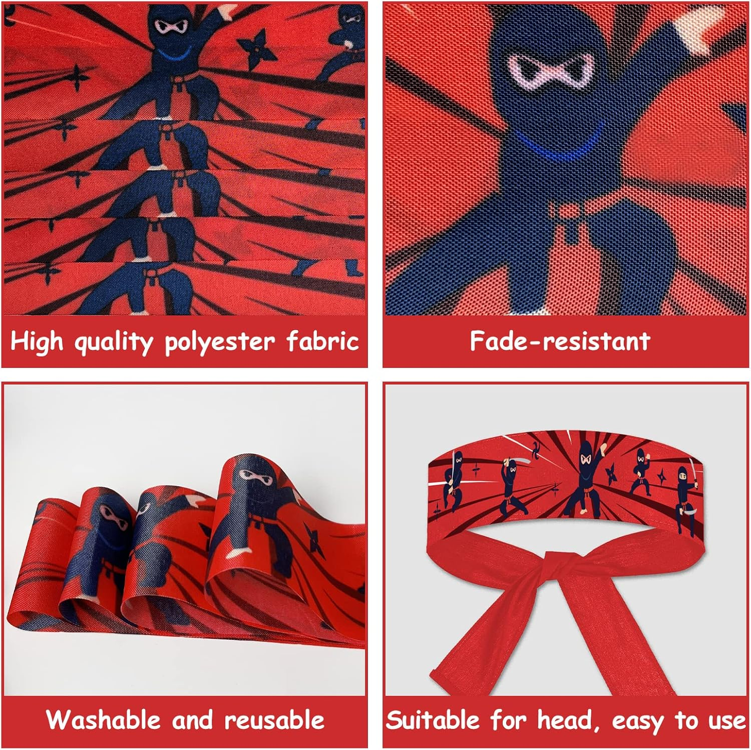 ZOIIWA 24 Pcs Ninja Headband Ninja Birthday Party Decorations image number 6