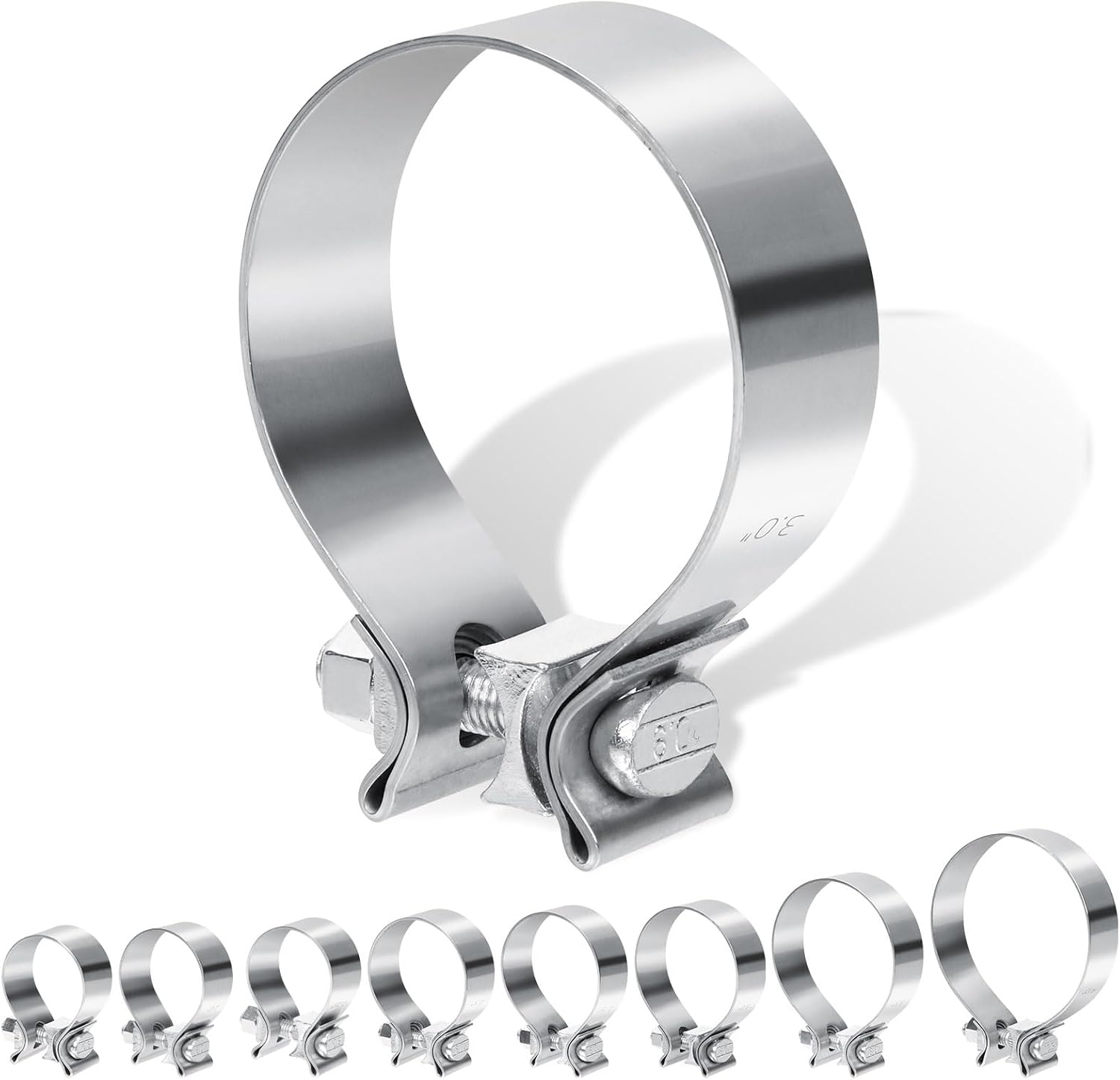 Glarks 1Pcs 76MM (3In) Exhaust Clamps 304 Stainless Steel Muffler Clamps Narrow Band for Exhaust Tail Pipe, Mufflers, Catalytic Converters image number 3