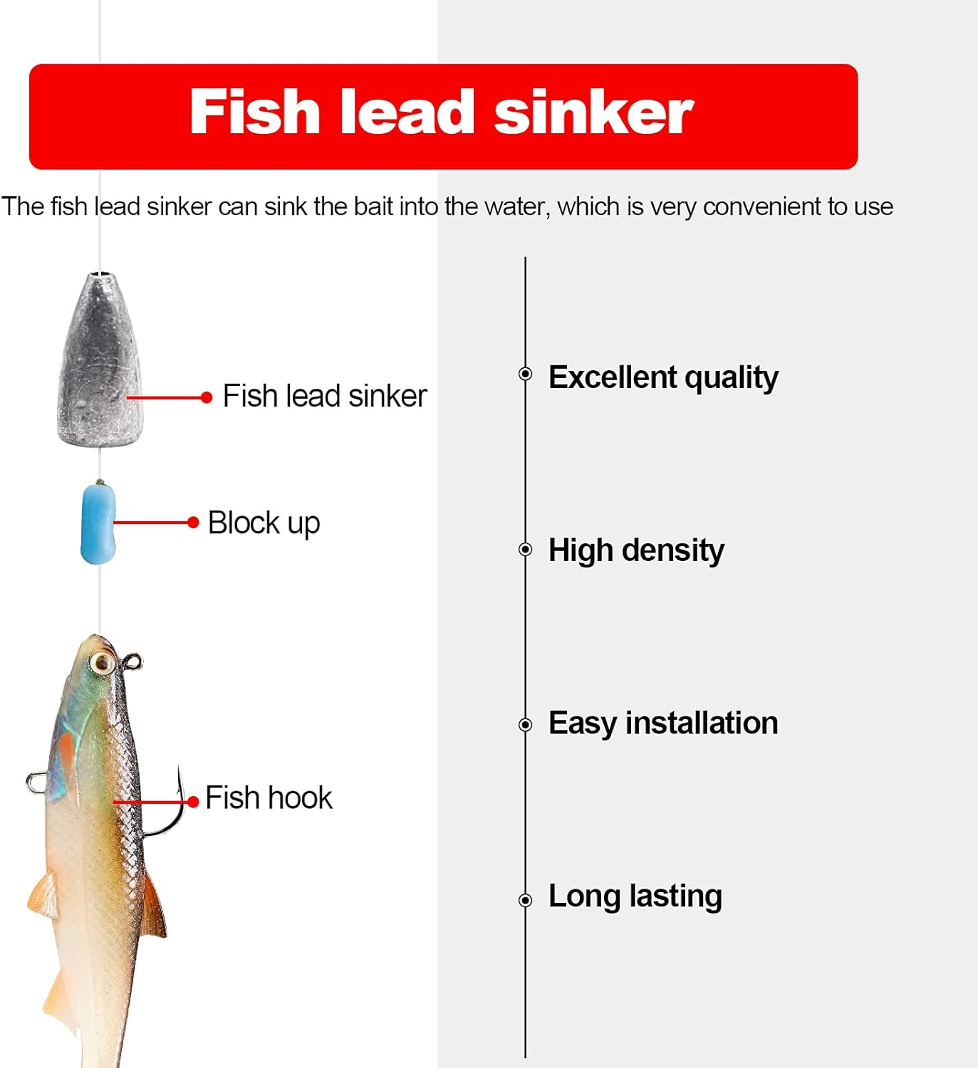 FREGITO 50Pcs Fishing Weight Sinkers, Lead Worm Weights Fishing Sinkers for Bass Fishing Texas Rigs image number 5