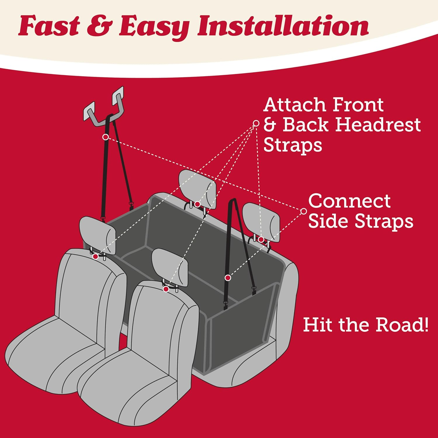 Lusso Gear Dog Car Seat Cover for Back Seat - 100% Waterproof Dog Hammock - Padded Headrest and Mesh Window - Passenger Compatible Rear Car Seat Cover - Fits Trucks, Suvs, Cars - Premium Edition - Gray image number 5