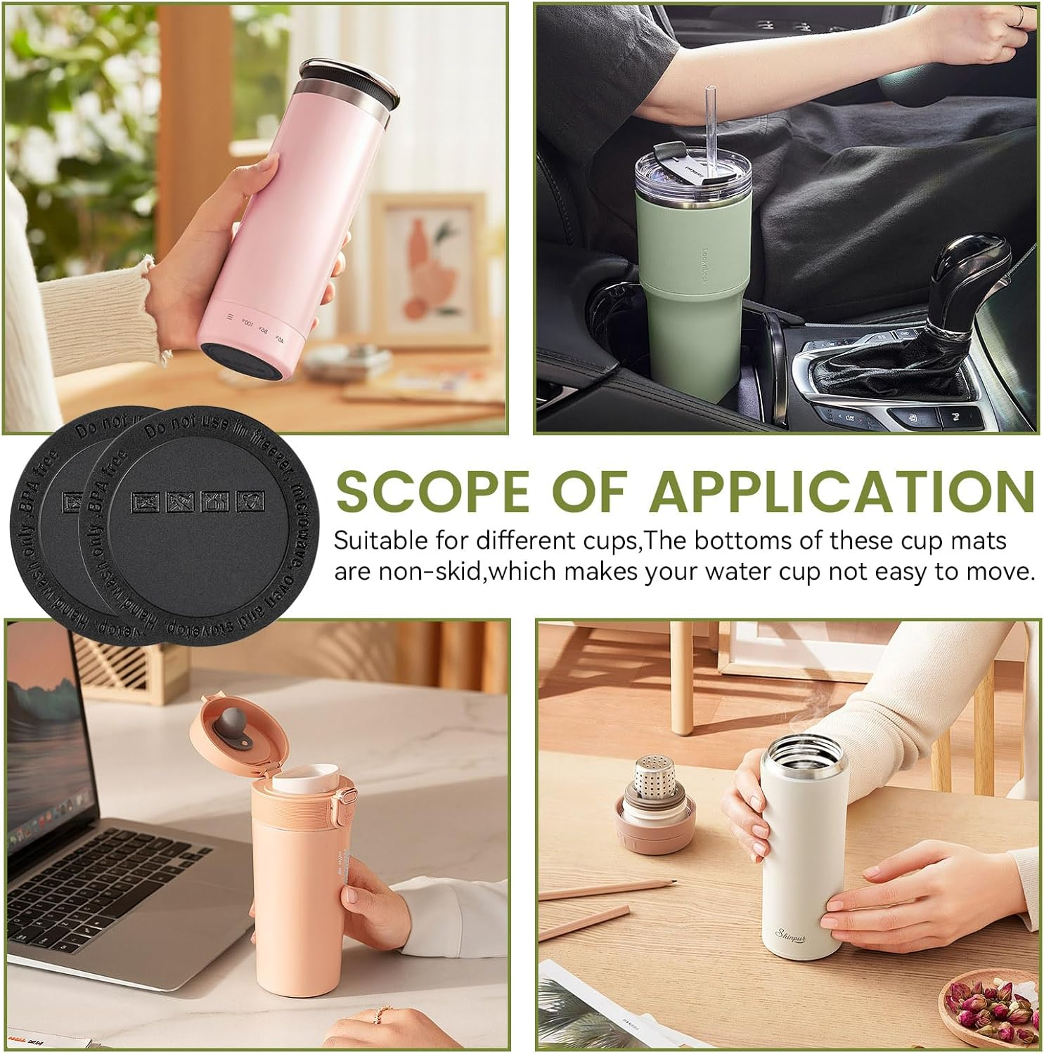 40Pcs Rubber Bottoms for Sublimation Tumblers, Silicone Bottoms for Tumblers, 56Mm Protective Anti-Slip Rubber Bottom with Adhesive Sublimation Supplies (56Mm) image number 3