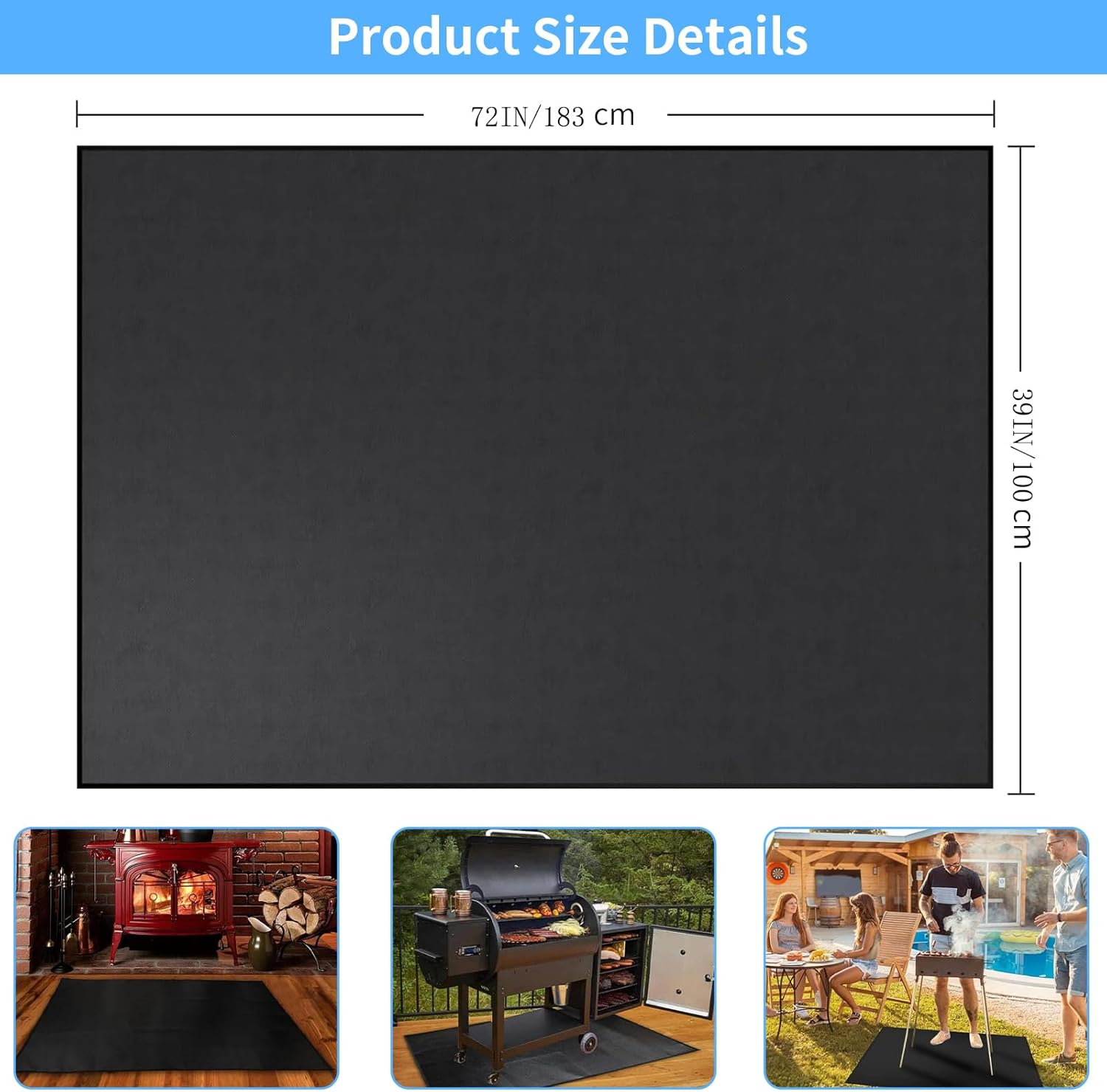 Non-Stick Grilling Mat for Outdoor Grill, Waterproof BBQ Grill Mat, Large Barbecue Insulation Mat, Easy to Clean BBQ Baking Pad, Flame-Retardant Mat for Gas Grill Charcoal Electric Grill (39X72 INCH) image number 1