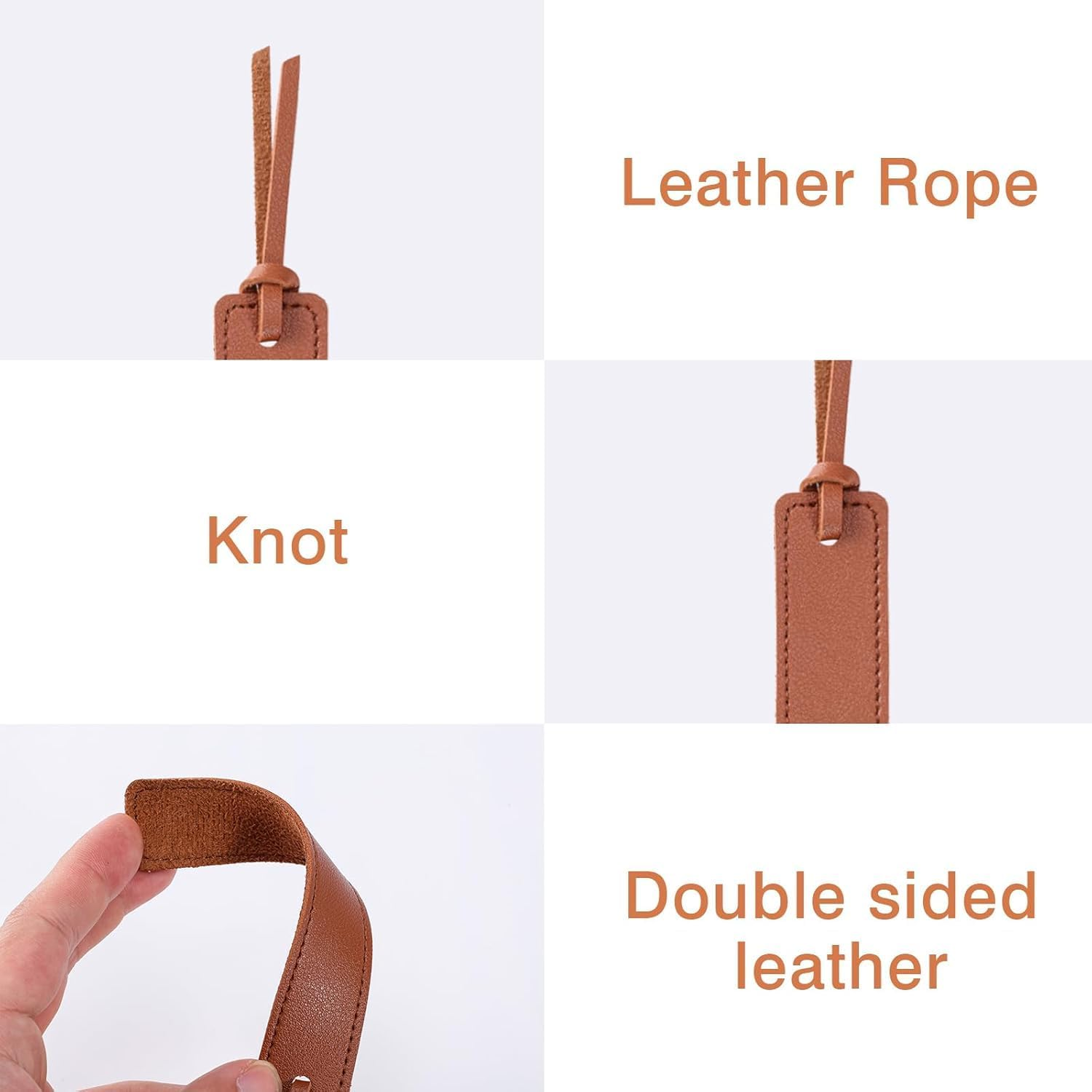 6 Pcs Leather Bookmarks with Rope, Classic Stitched Handmade Custom Bookmark with Cord for Men Women (Colorful) image number 1