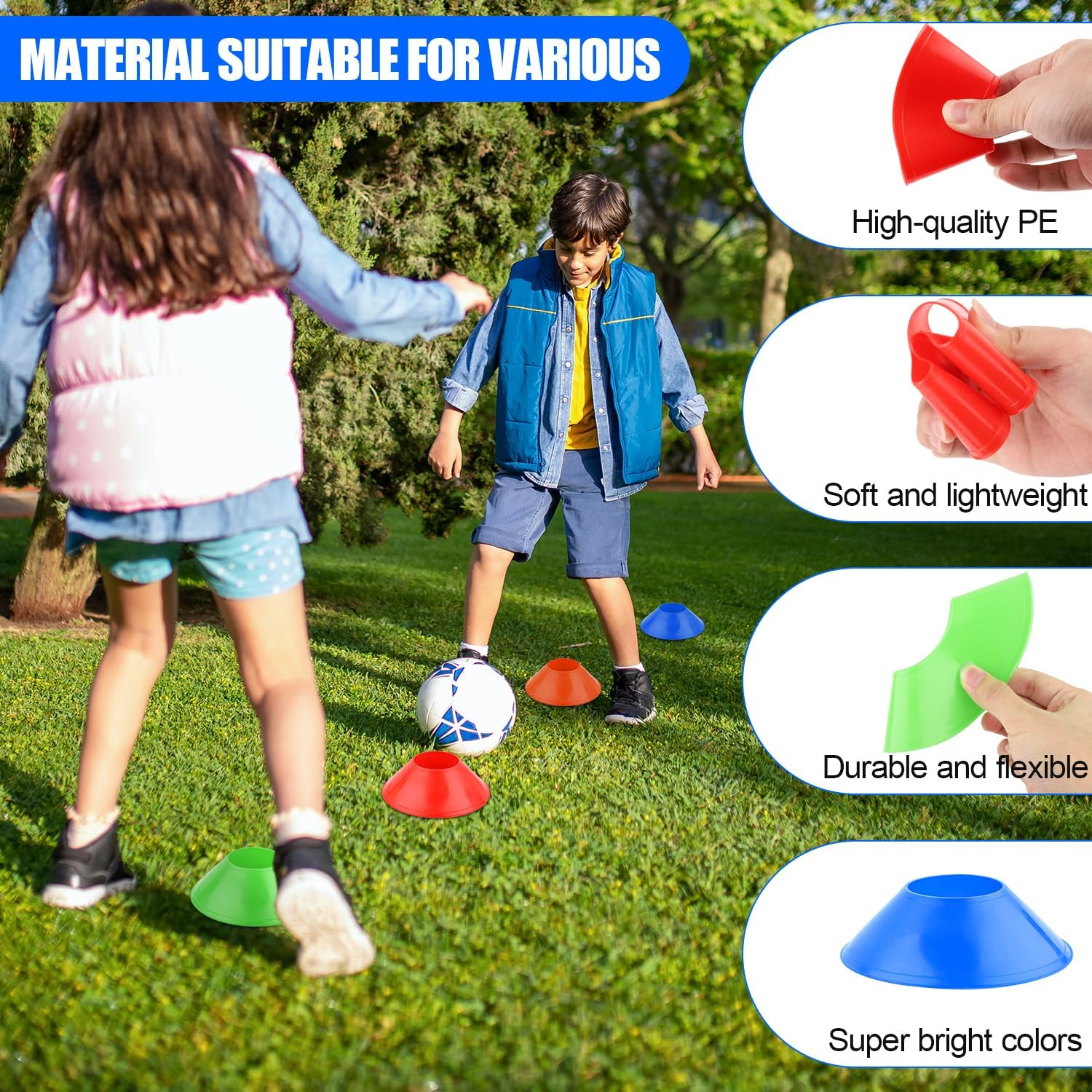 25Pcs Soccer Cones for Sports Training, 5 Inch Mini Football Cones with Mesh Bag, Flexible Agility Practice Cones Drills Training Plastic Cones for Basketball Sports Games Kids Skating - Red image number 5