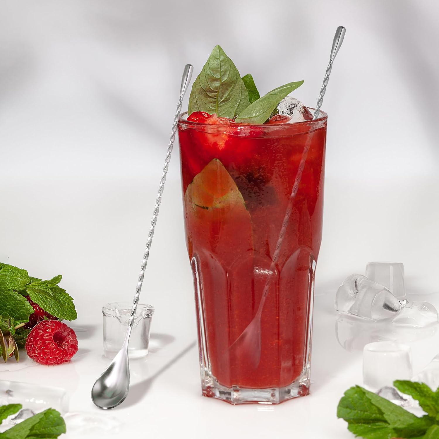 6 Pcs 12 Inch Bar Mixing Spoon Cocktail Spoon Stainless Steel Bar Long Spoon with Spiral Pattern image number 5