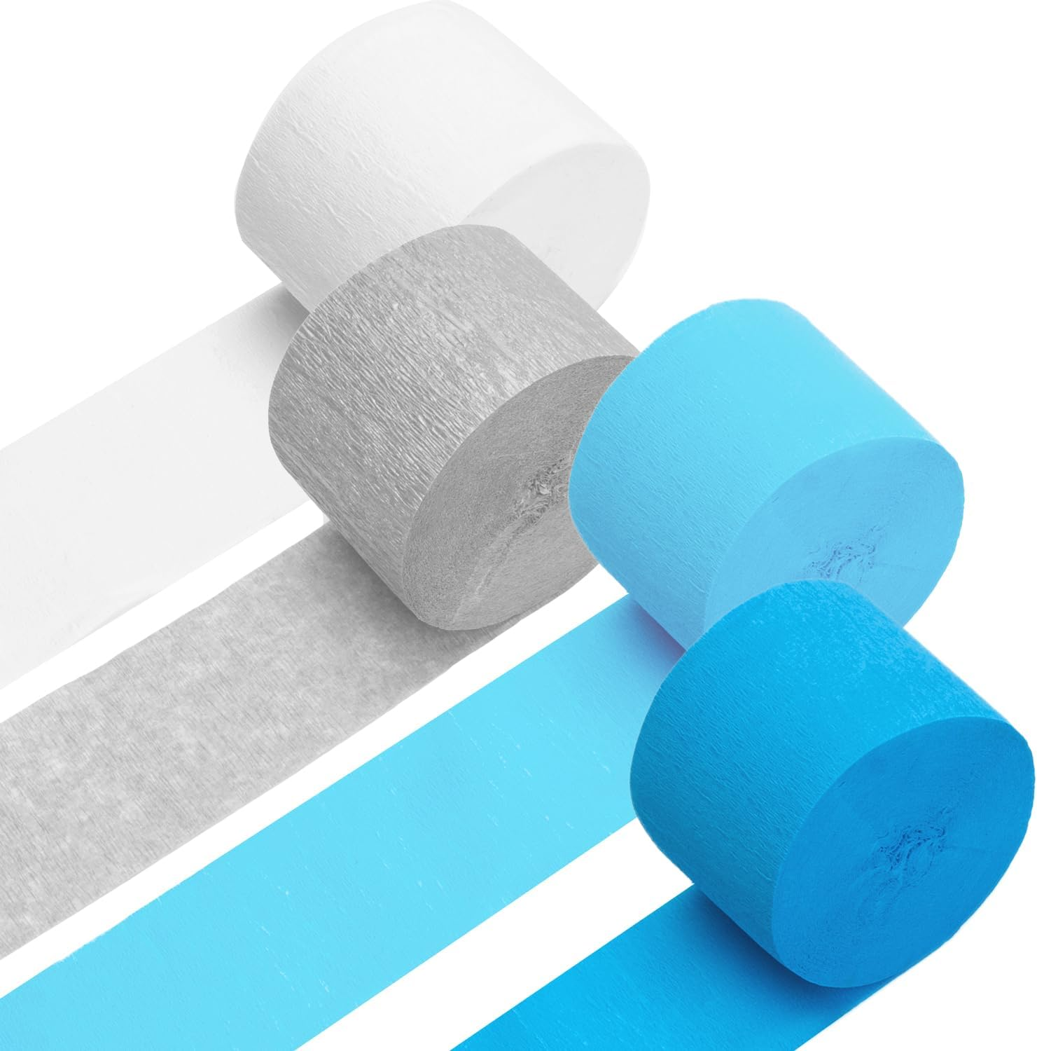 PIGETALE Crepe Paper Streamers 4 Rolls 328Ft, Pack of Pink Peach and White Crepe Paper Party Streamers for Birthday Baby Shower Wedding Graduation Party Decorations (1.8Inch X 82Ft/Roll)