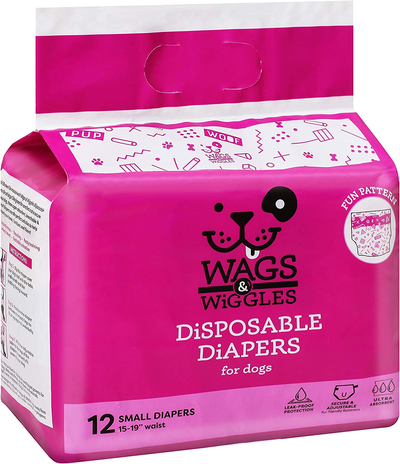 Wags & Wiggles Disposable Diapers for Female Dog, Small, 12 Pack image number 4