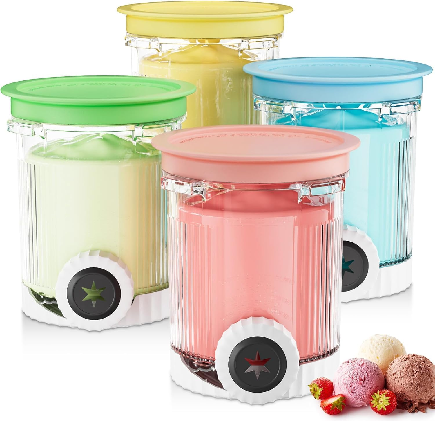 4 Pcs Ninja Creami Swirl Pints and Lids Compatible with Ninja NC700 Series, NC701, NC701C, Creami Containers for Swirl Ice Cream & Soft Serve Makers, Bpa-Free, Dishwasher Safe(Pink&Blue&Yellow&Green) image number 6
