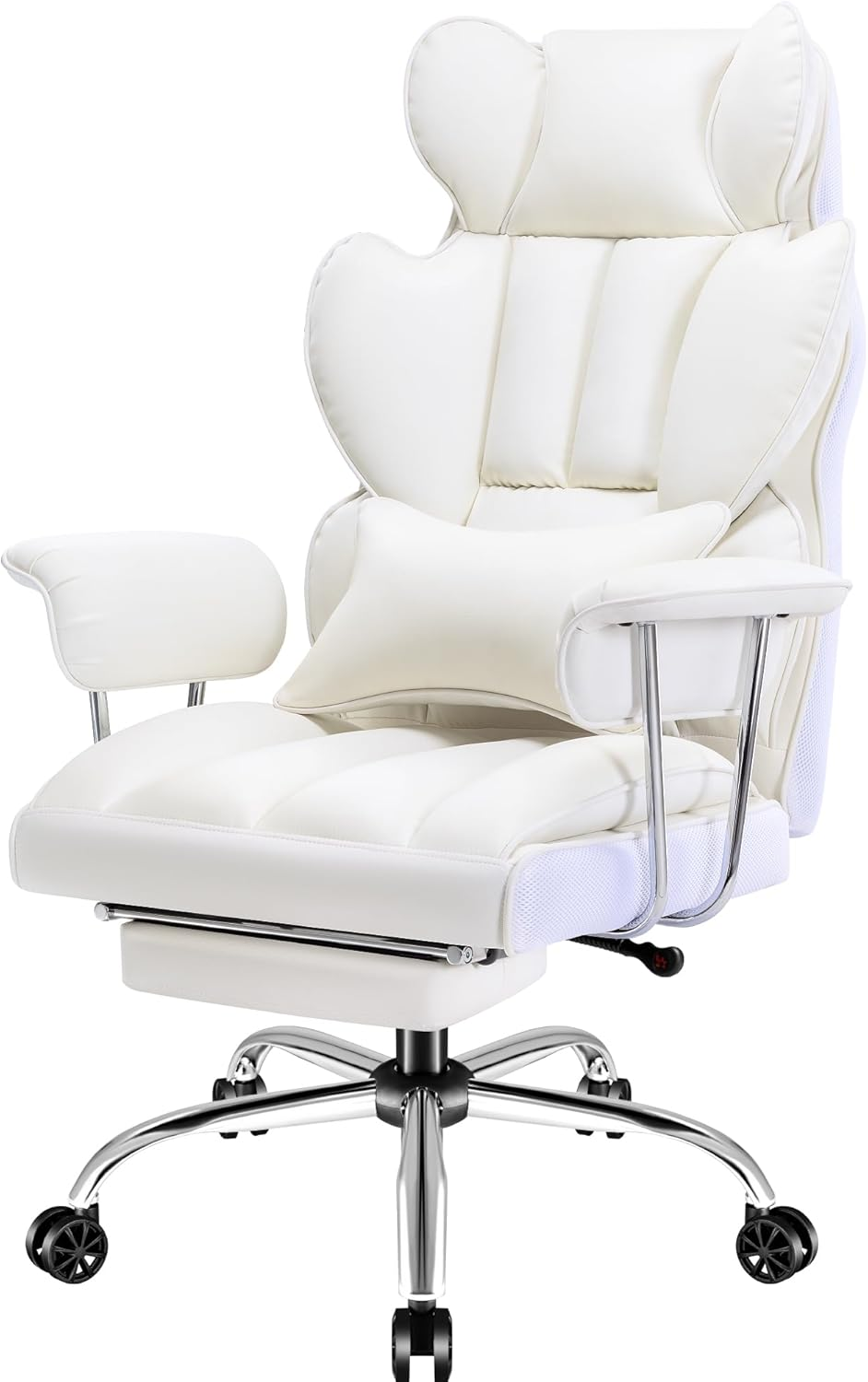 Furmax Big and Tall Office Chair, High Back Leather Gaming Chair with Footrest, Reclining Ergonomic Executive Chair with Lumbar Support for Heavy People 181Kg Home Office Desk Chairs