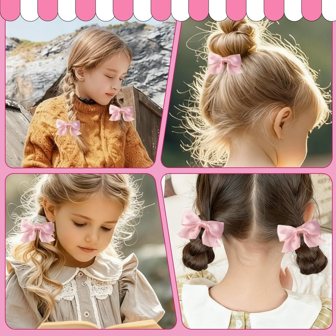 TEOZBLU 4 Pairs of Bows Hair Clips, Red Bow Hair, Hair Clip Hair Bows Girls, Hair Accessories, Women, Non-Slip Crocodile Hair Clips, for Wedding, Birthday (Red/Pink/Blue/Purple) image number 5