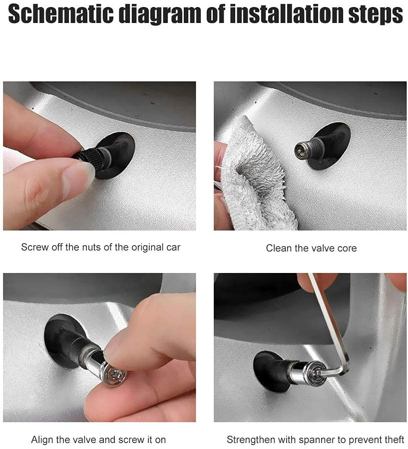 Dsycar 8 Pack Locking Tire Valve Stem Caps Auto Wheel Tyre Air Stems Cover with Rubber Seal, Anti-Theft Aluminum Valve Stem Caps Fits Cars, Motorcycles, Bicycles, Lock Tight Fit (8 Pack Bullet/Black) image number 4